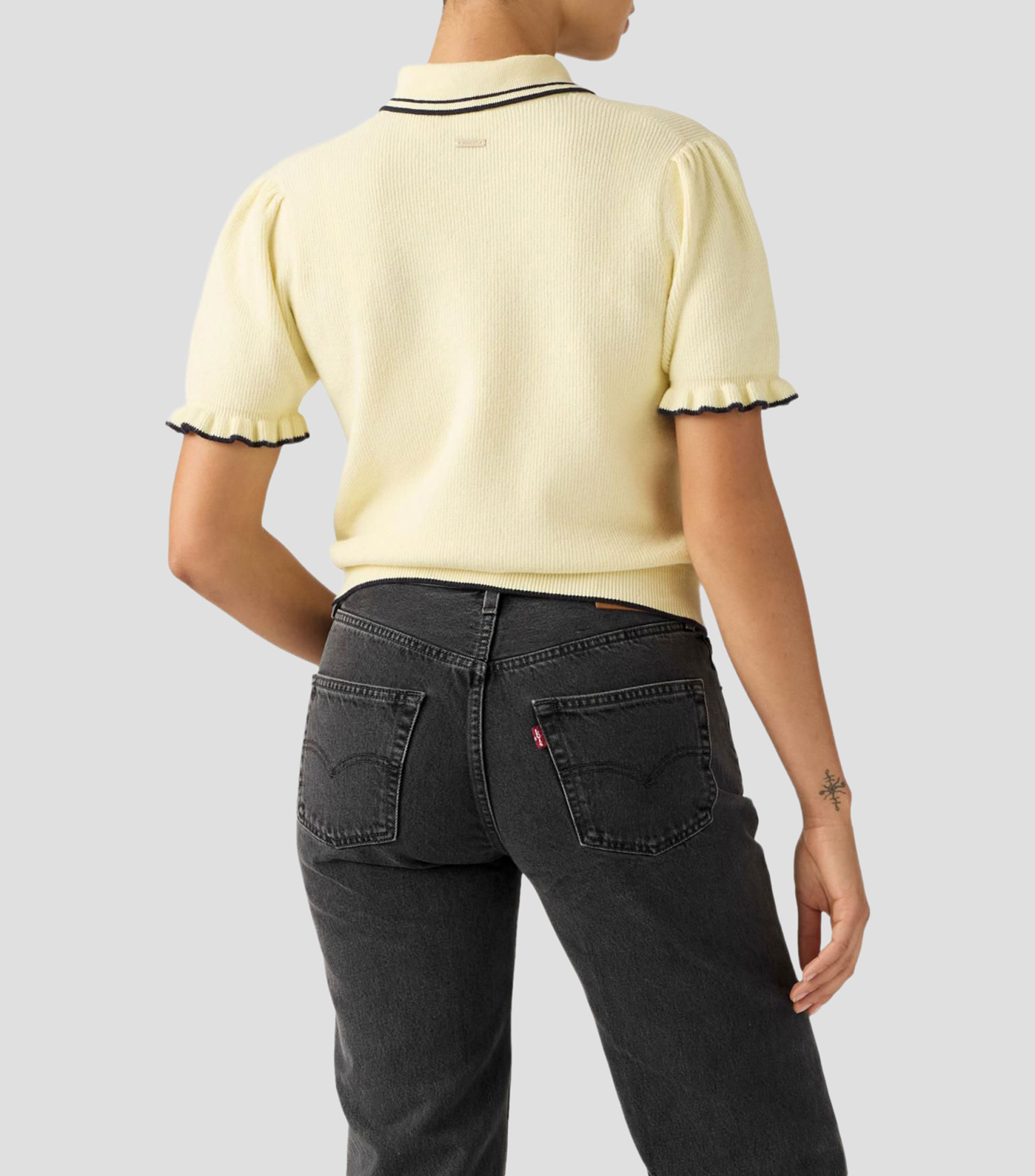 Suéter cuello polo liso Mujer