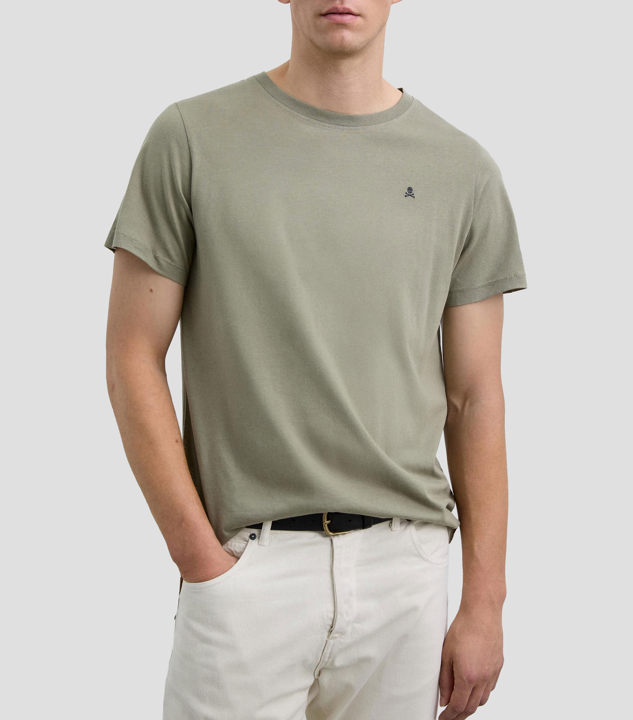 Playera de cuello redondo con manga corta lisa Hombre