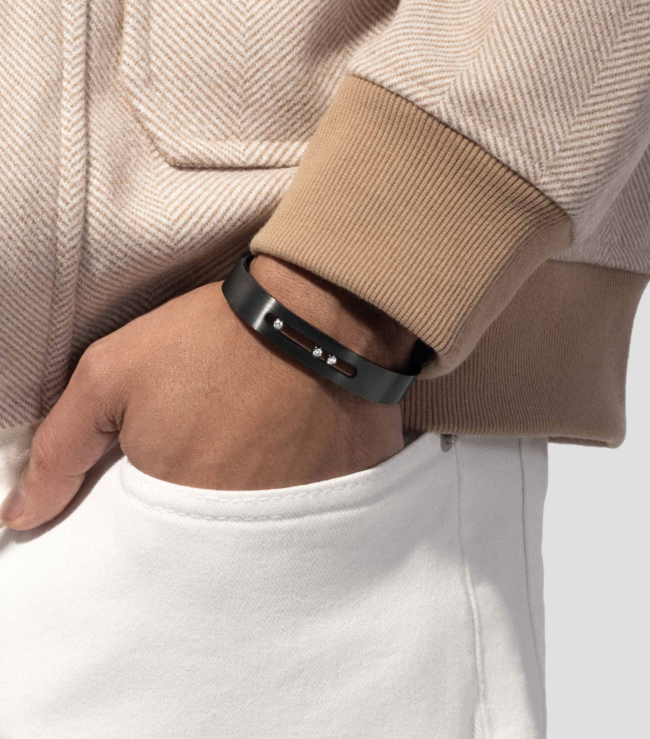 Brazalete con diamantes Move Titanium Hombre
