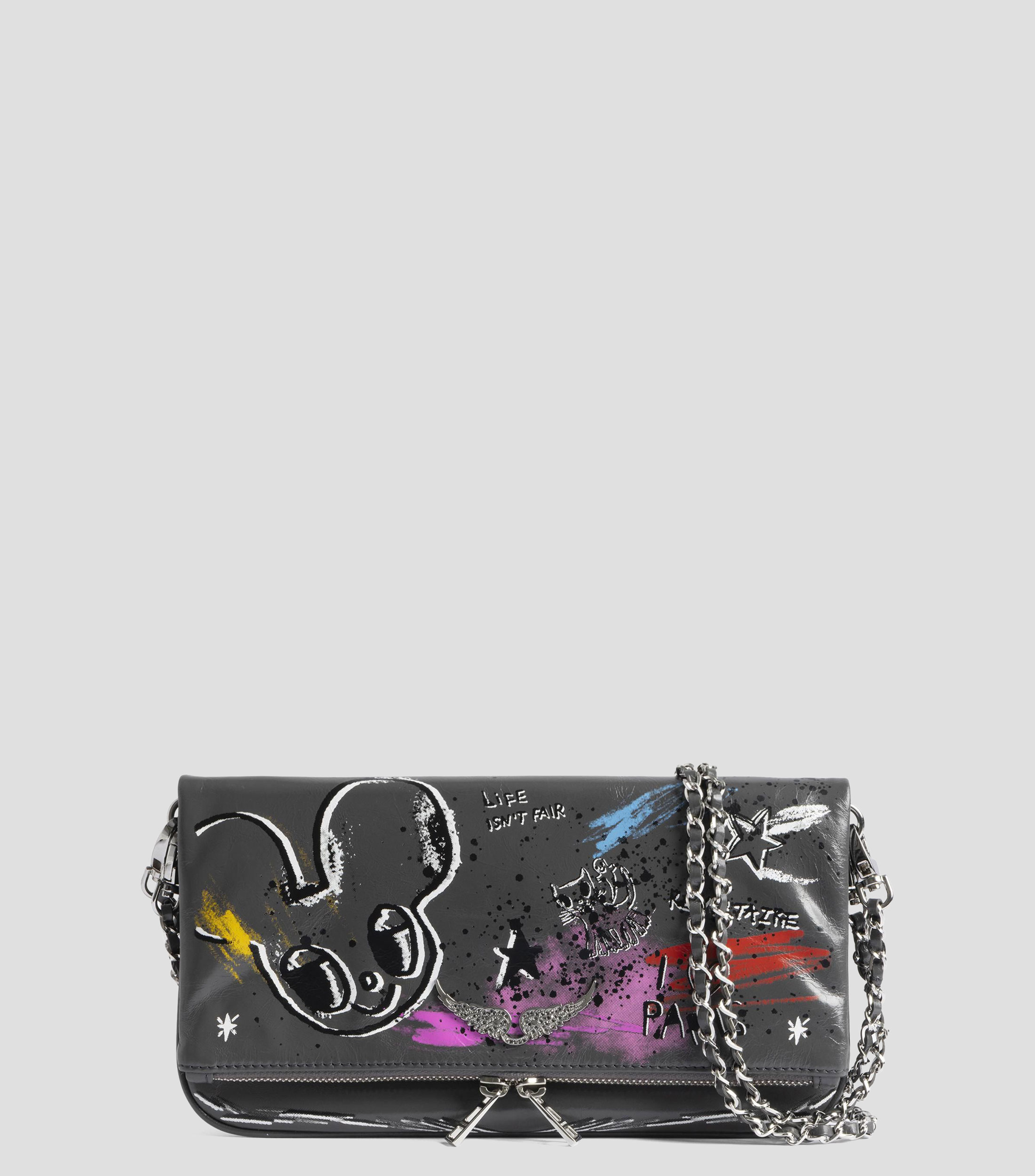 Bolsa clutch en piel Rock Humberto estampada Mujer