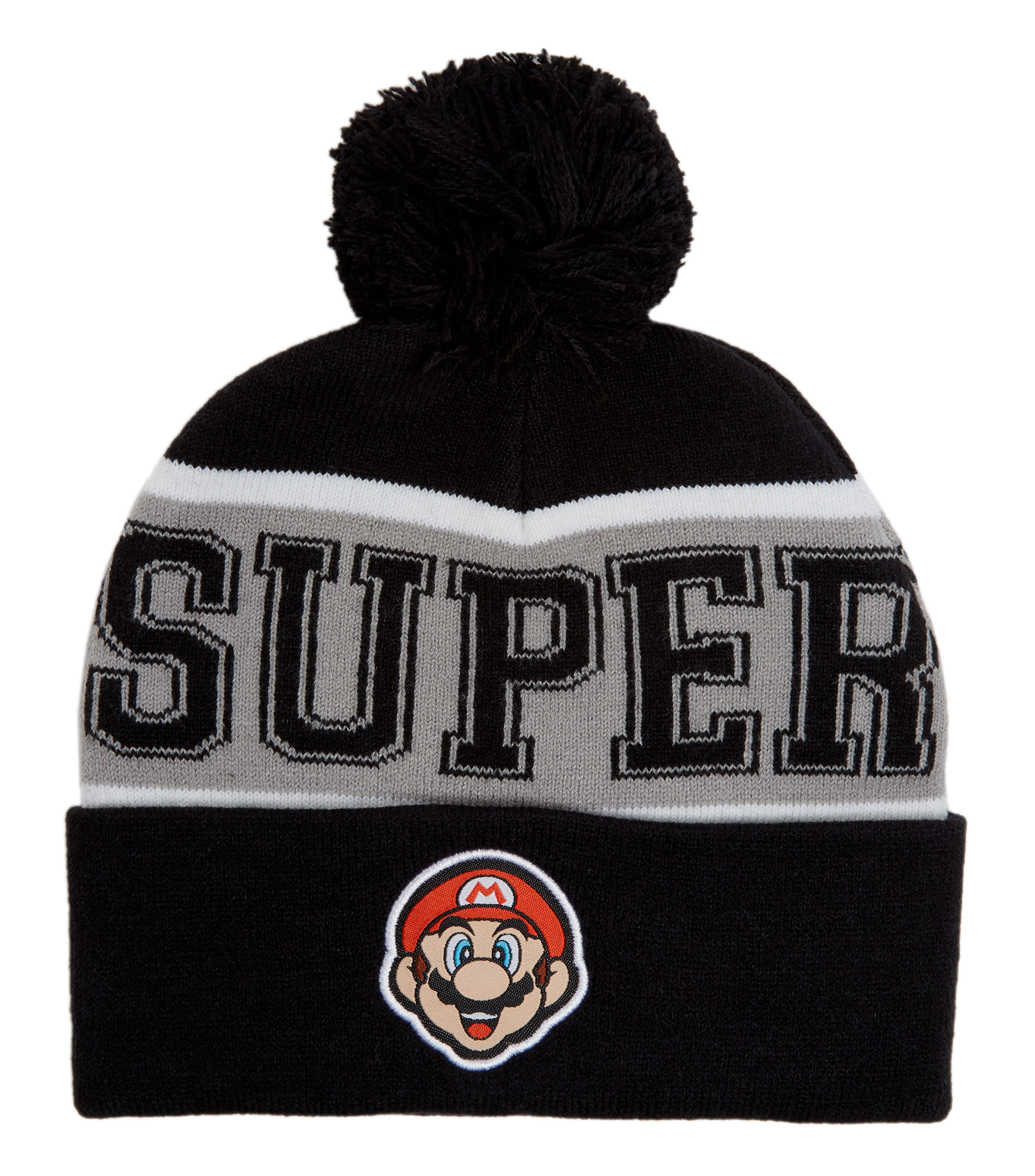 Gorro en tejido de punto Super Mario con pompón Niño