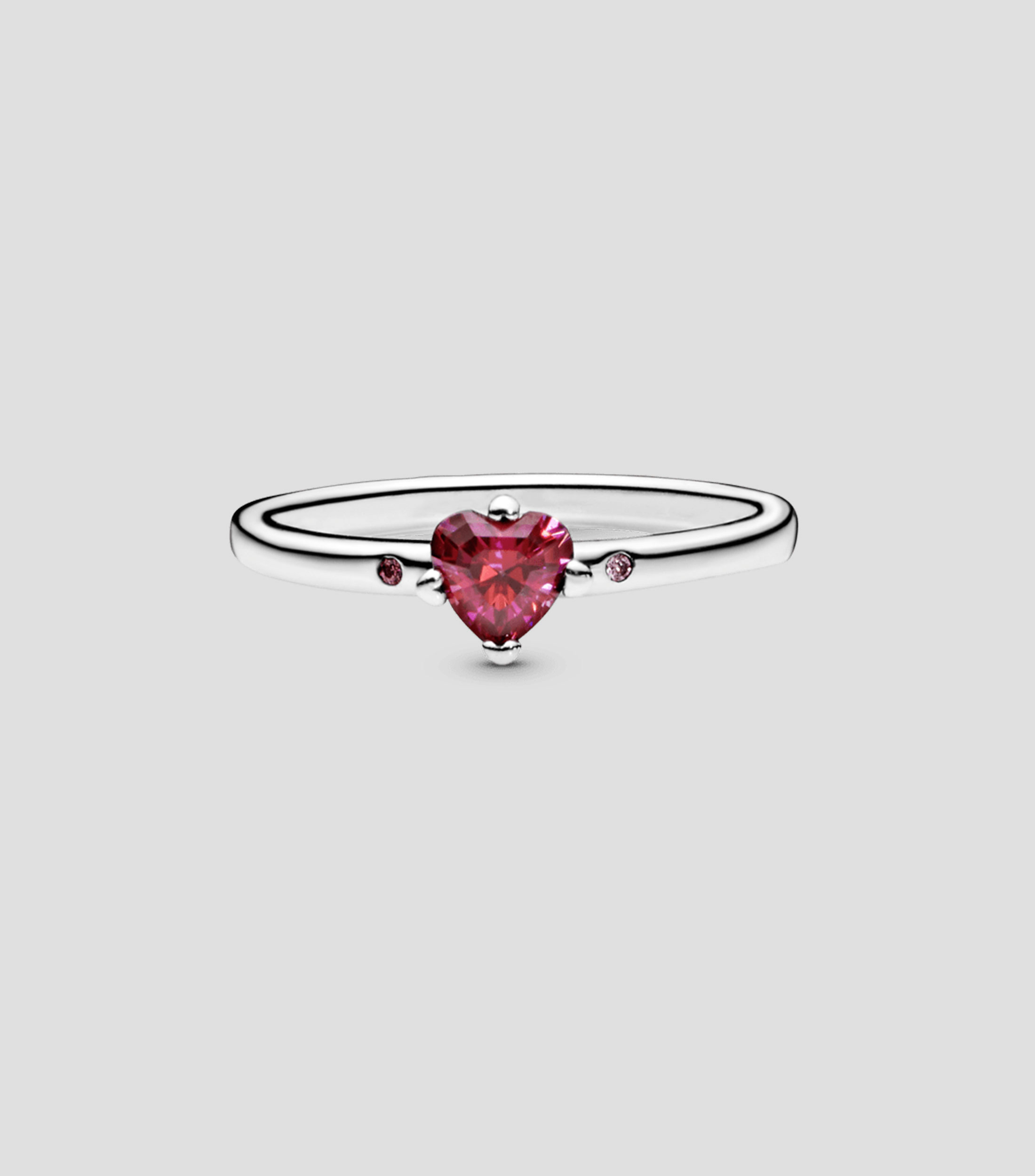 Anillo Solitario en plata con circonia cubica roja Mujer Talla 52