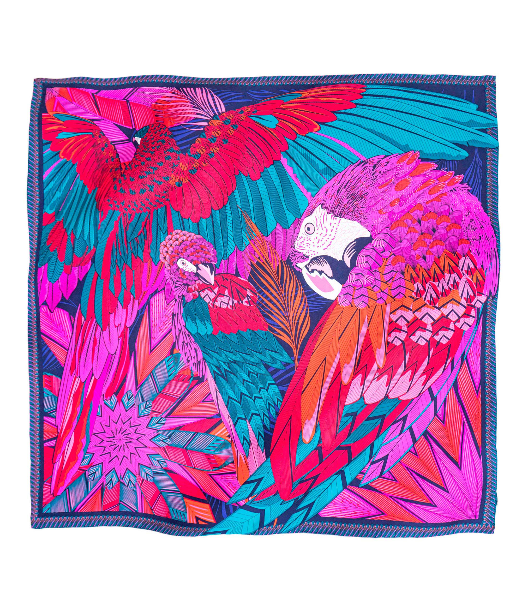 Mascada de seda con guacamaya Mujer