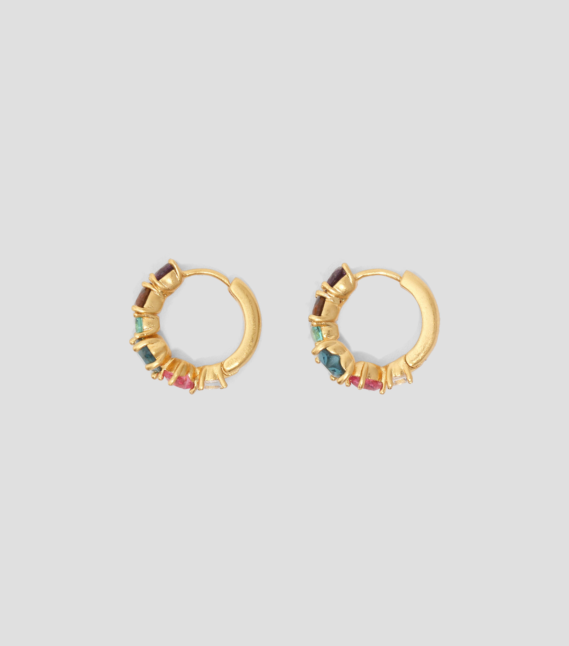 Aretes aro pequeño cristales corazón dorado Mujer