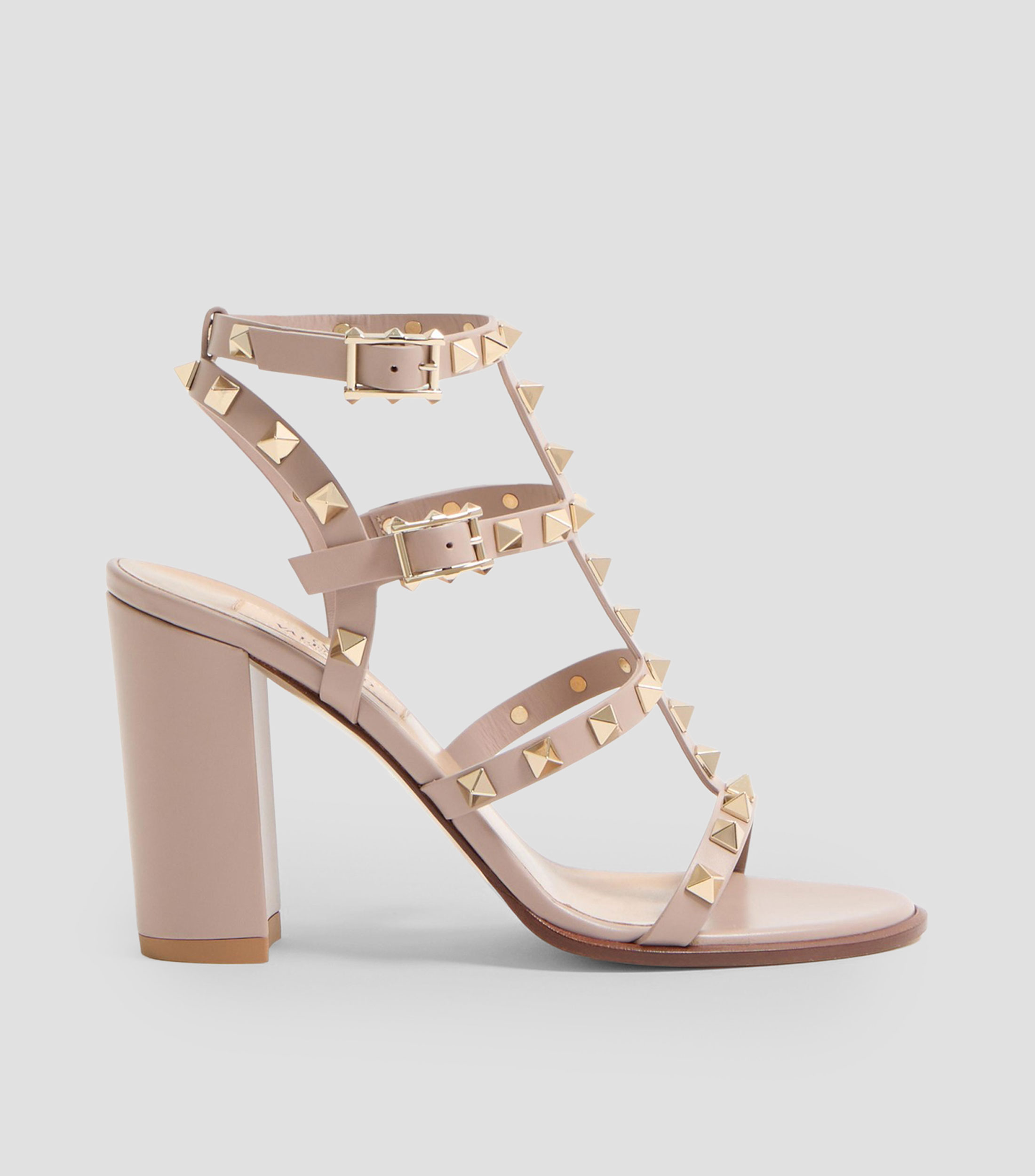 Sandalias con tacón alto ancho Rockstud Mujer