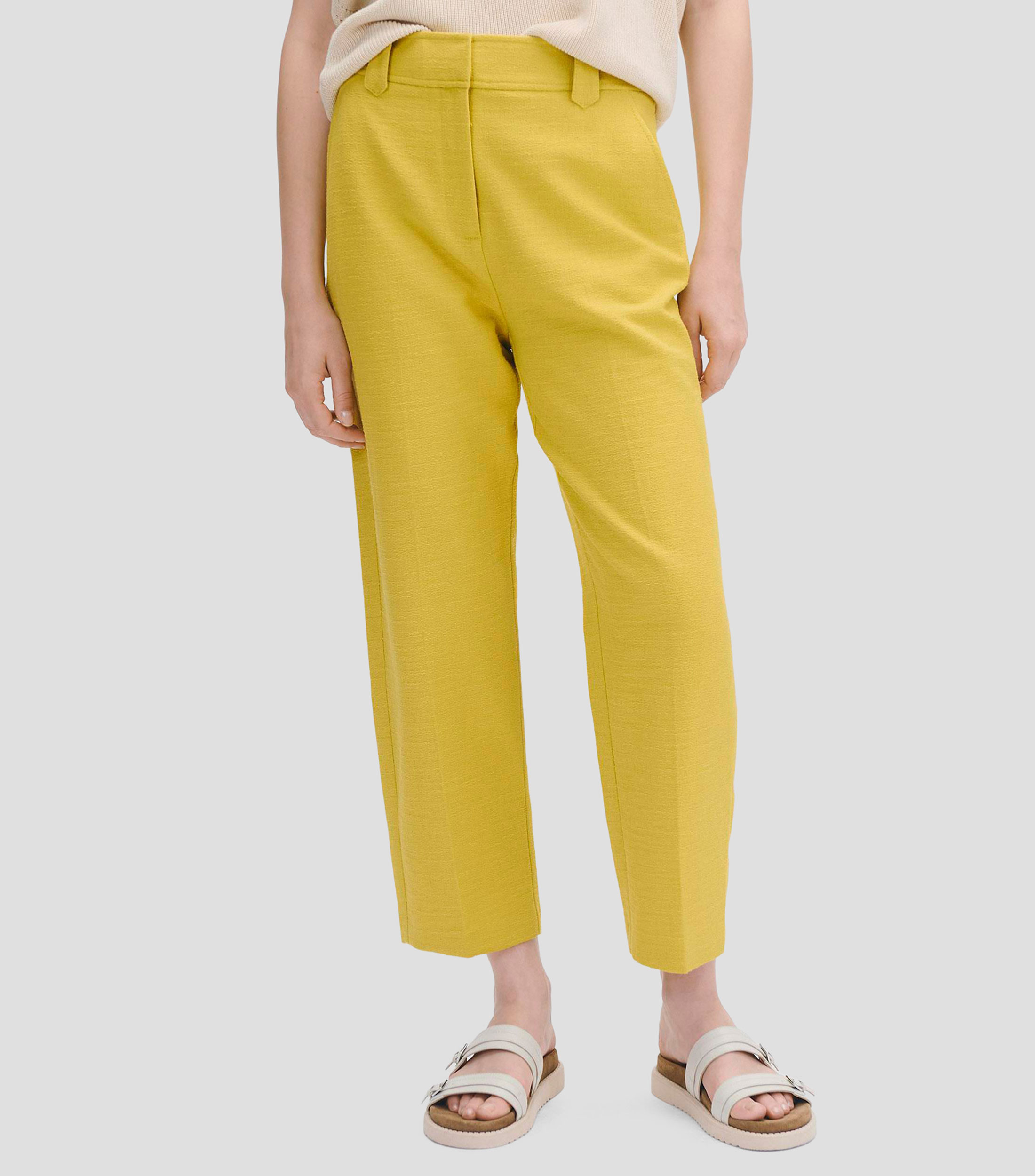 Pantalón recto tiro alto de tweed Mujer