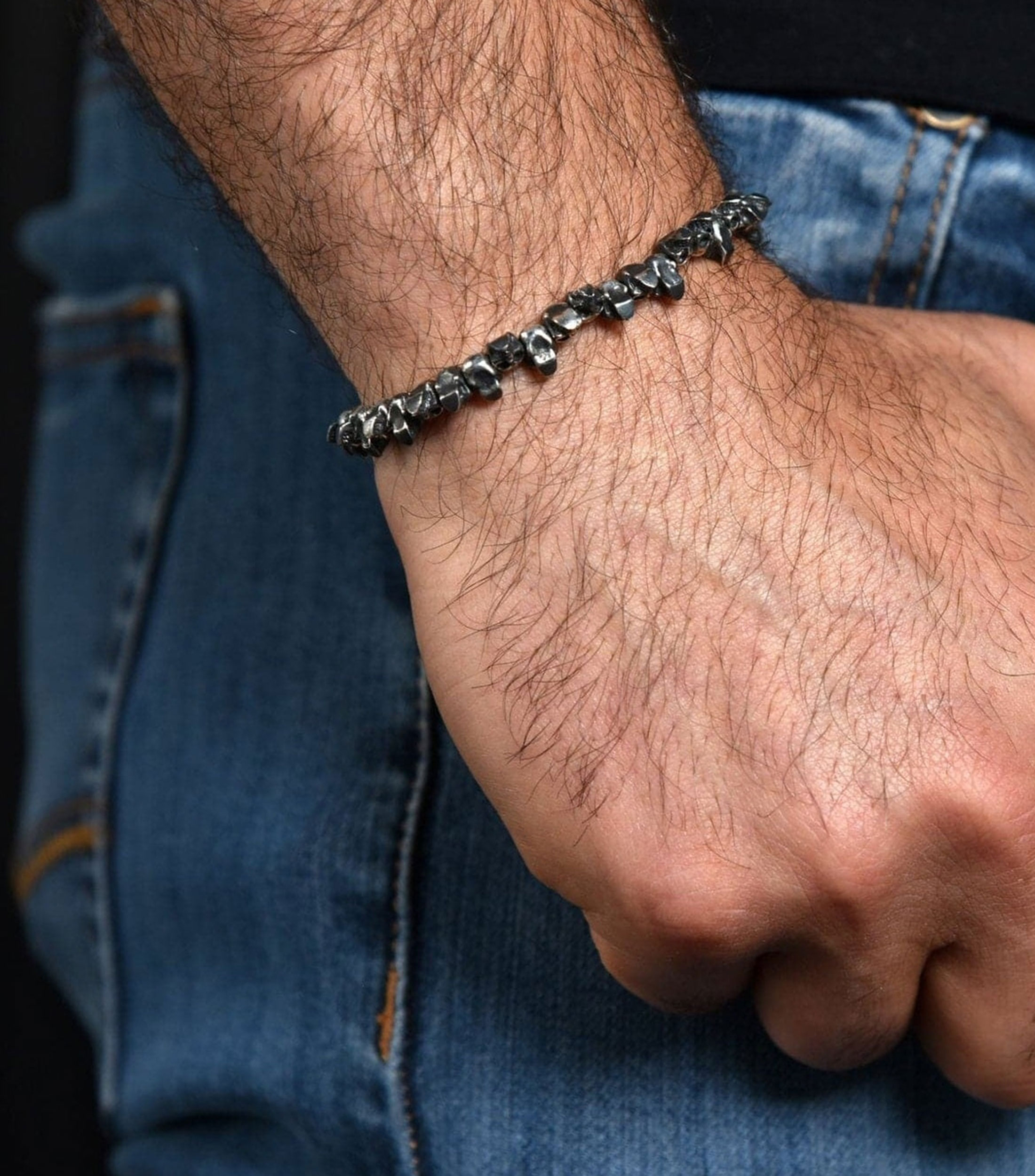Pulsera en Plata .925 Skull Beads Unisex