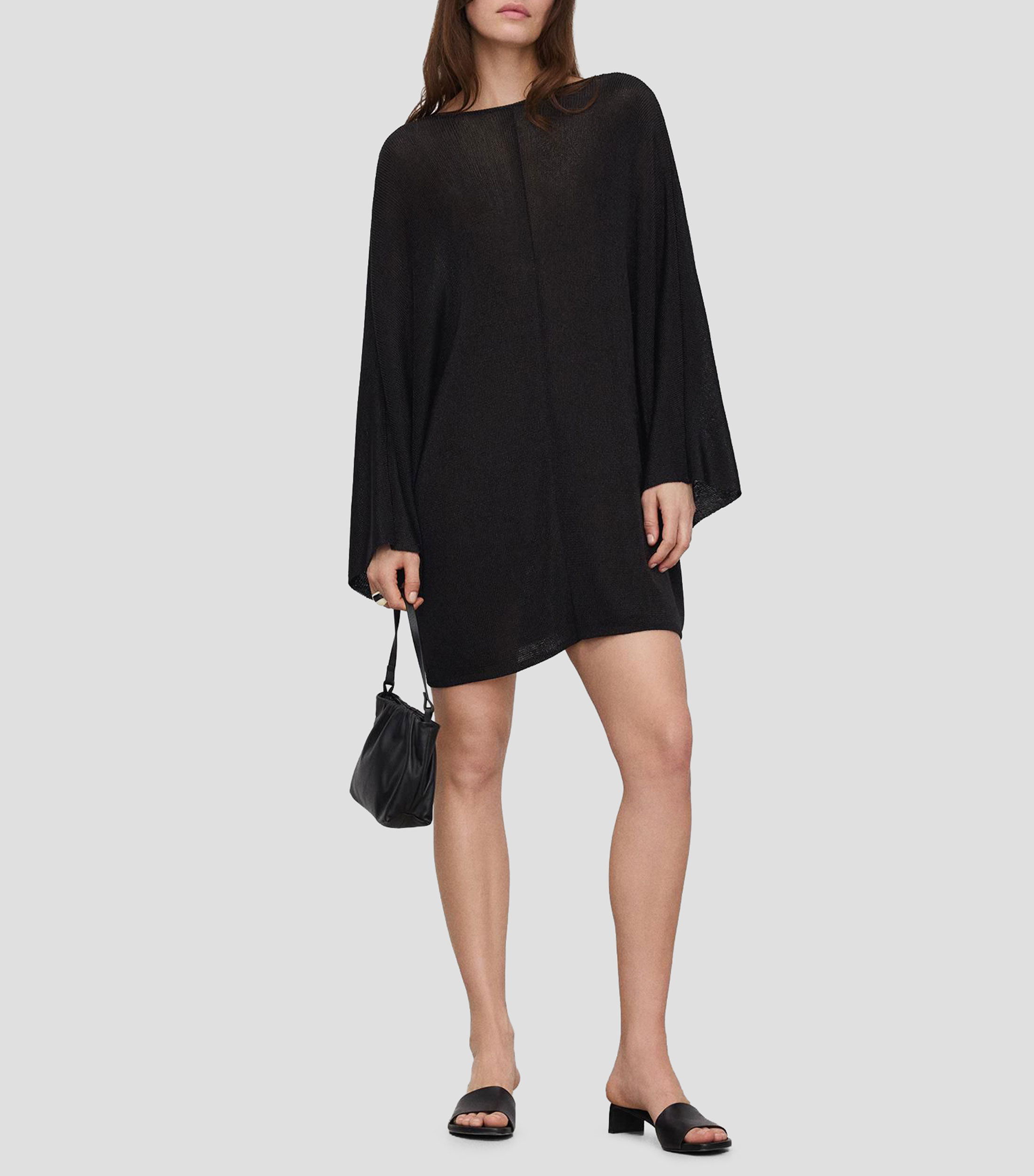 Vestido corto manga larga liso Mujer