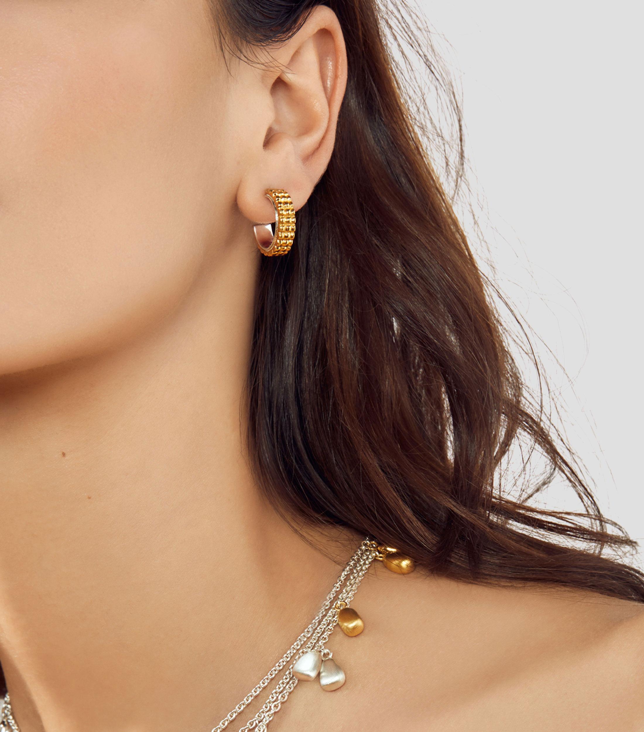 Aretes en plata Alma Textura Vermeil Mujer