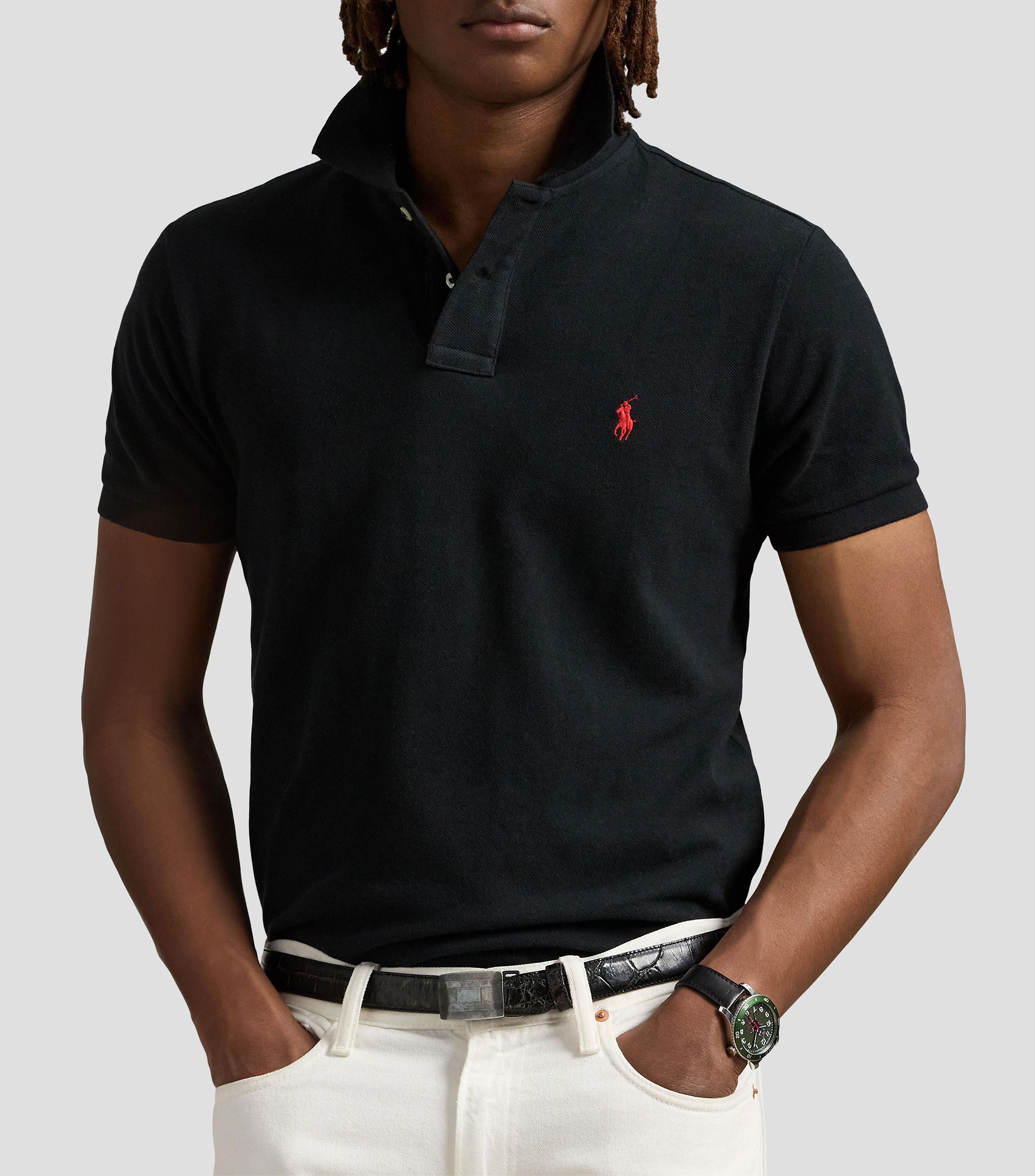 Playera tipo polo manga corta diseño sólido Hombre