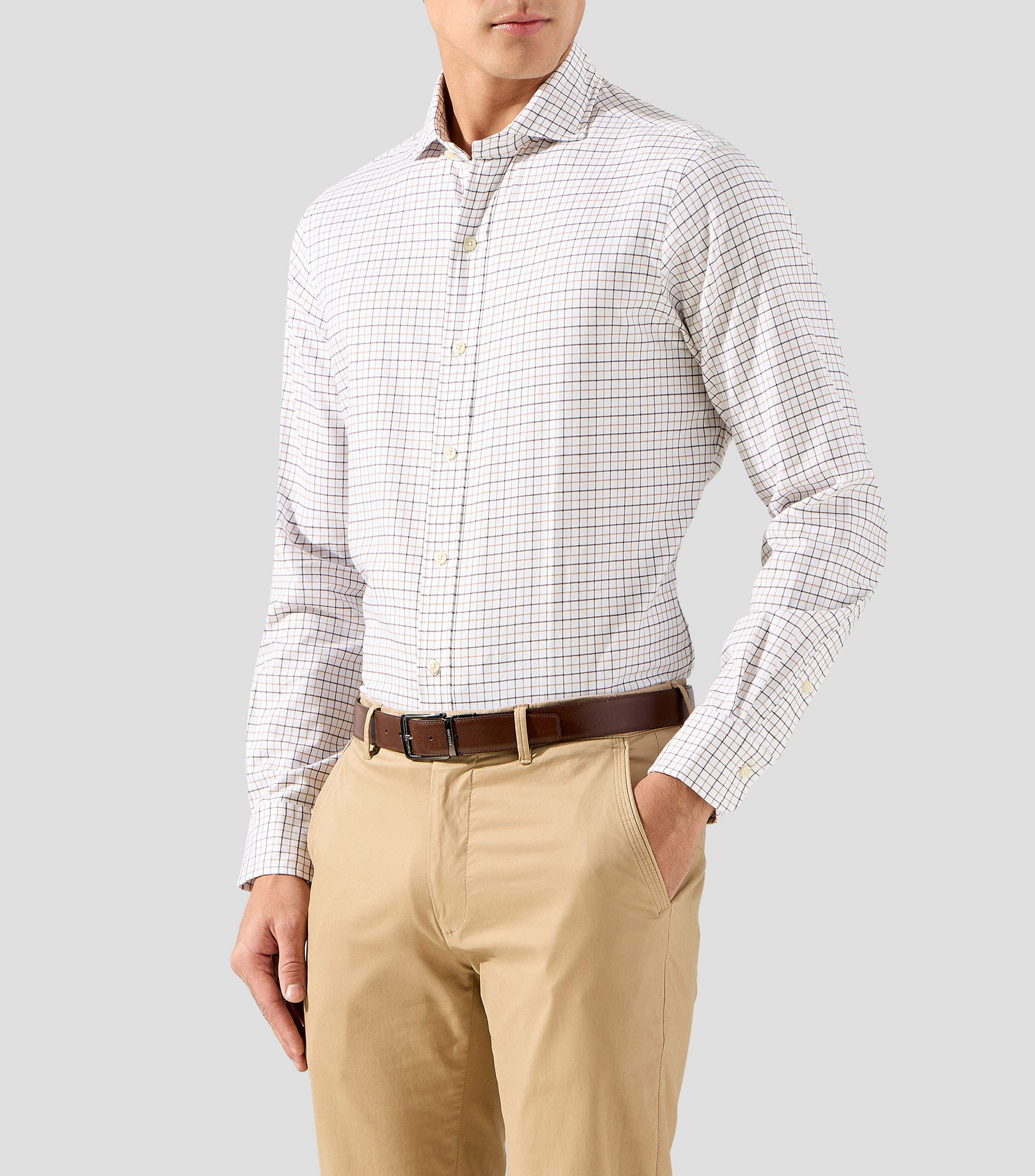 Camisa de cuadros manga larga Hombre