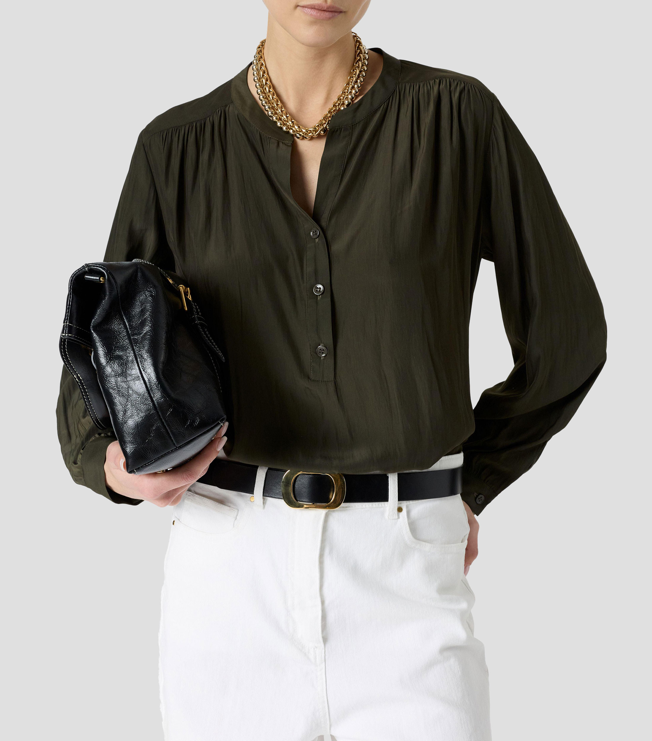 Blusa lisa manga larga Mujer
