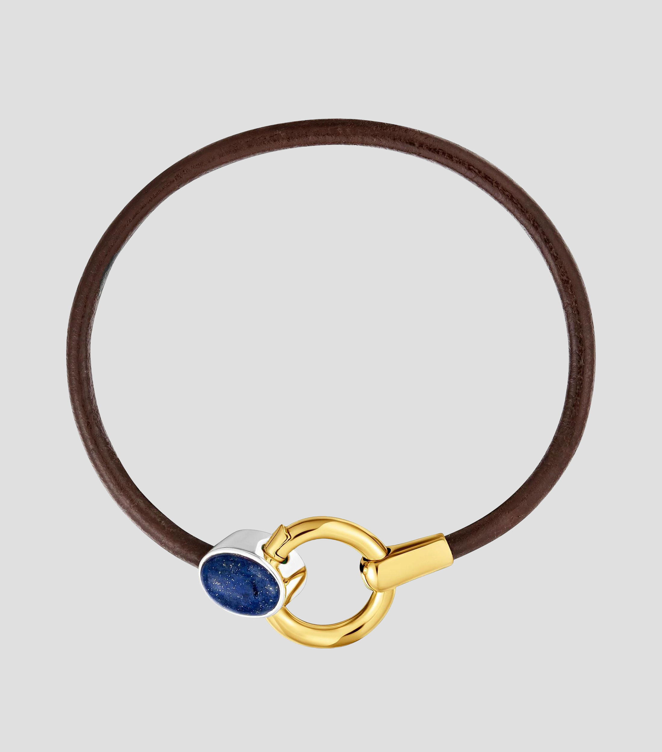 Pulsera café con lapislázuli motivo argolla Gem Power Mujer