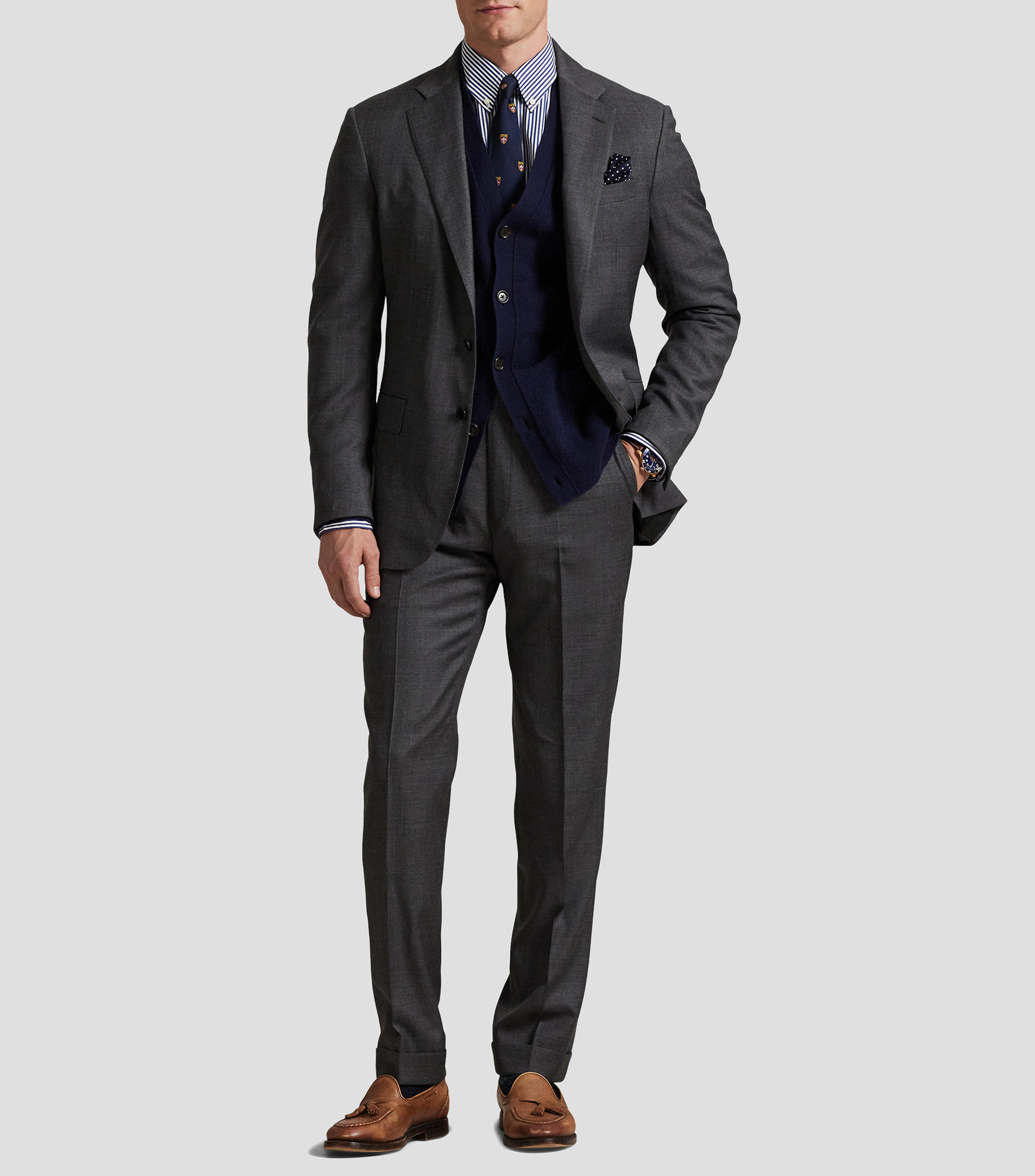 Traje de lana corte regular jaspeado Hombre