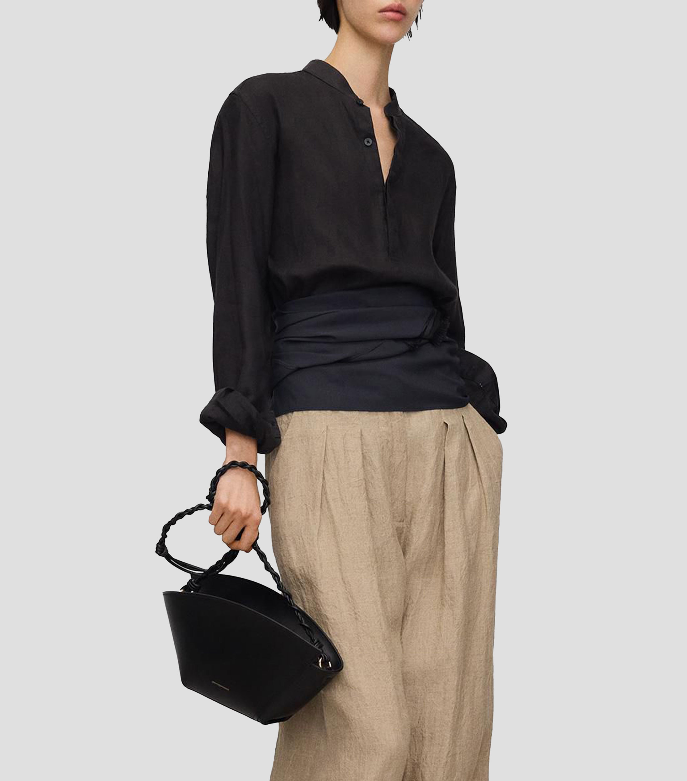 Bolsa Crossbody Negra en piel Lisa Mujer