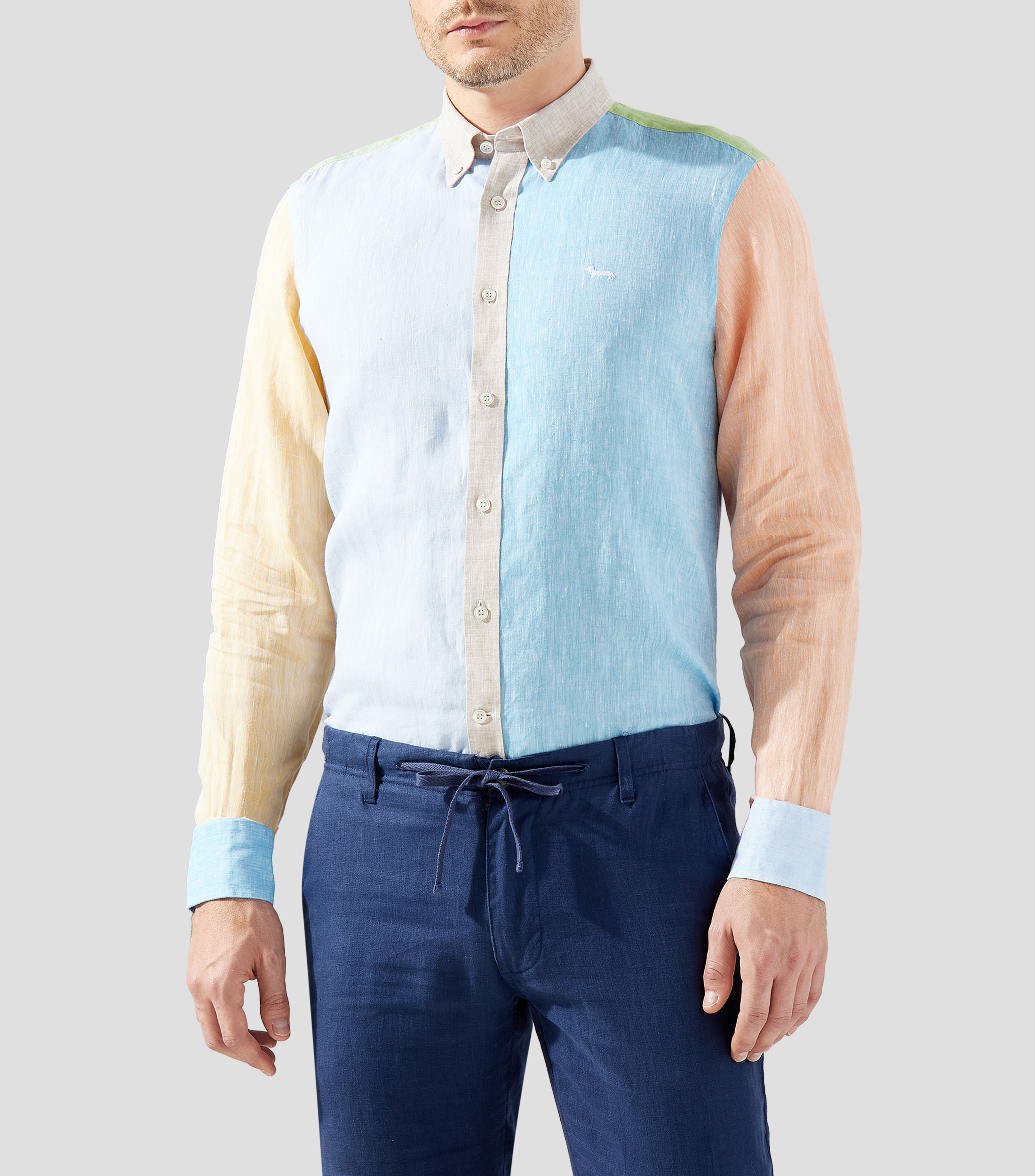 Camisa lisa de lino manga larga Hombre