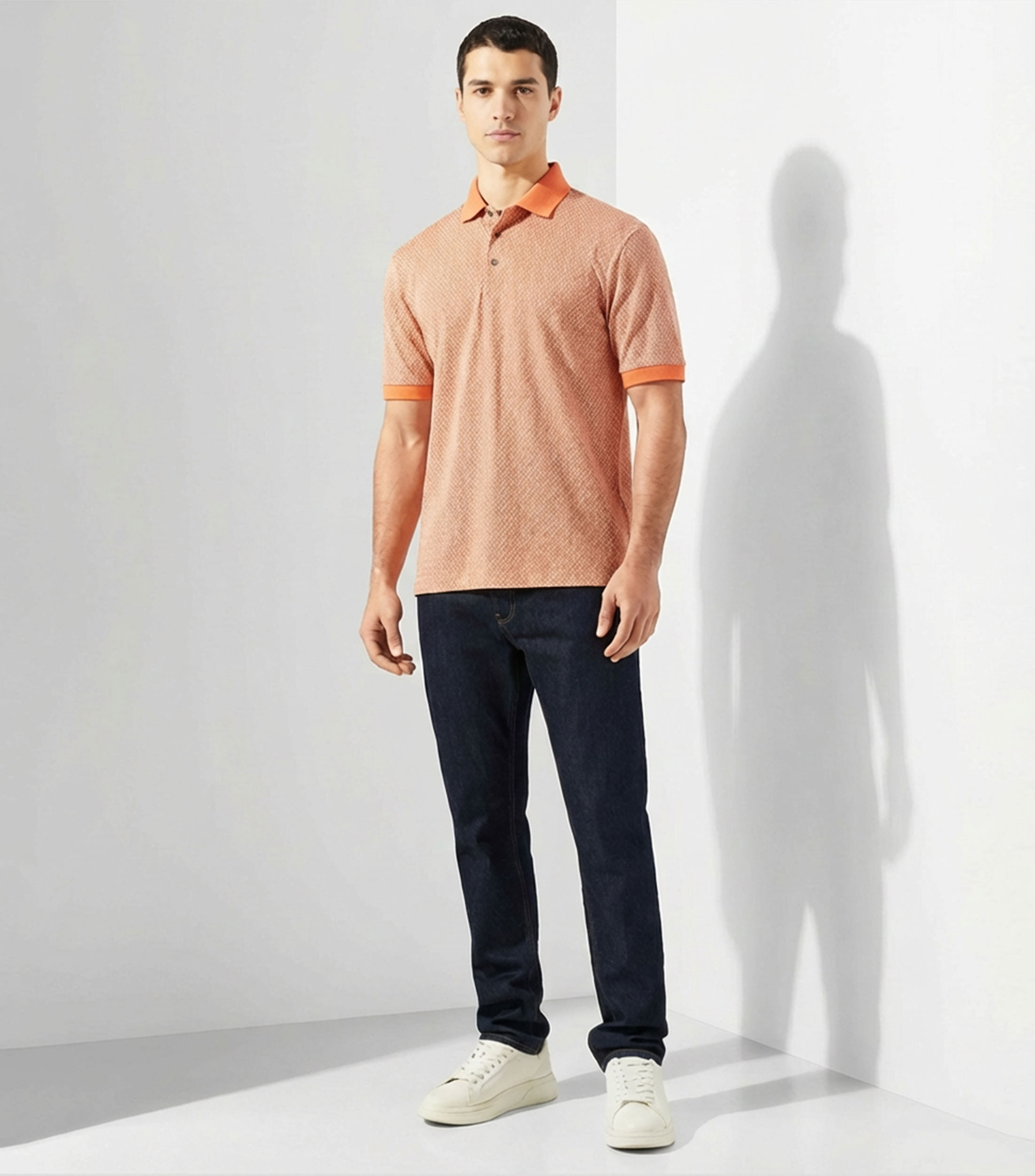 Playera tipo polo manga corta con estampado Hombre