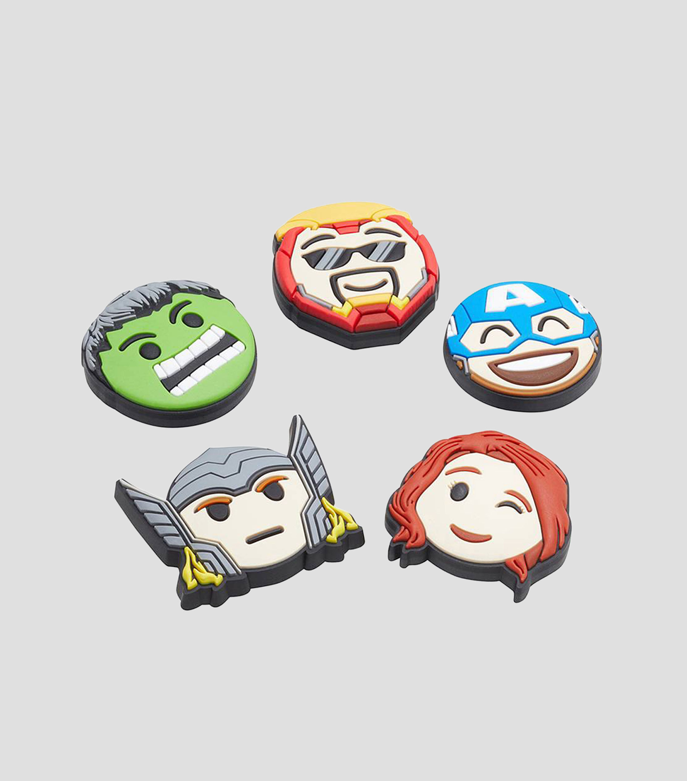 Charms Jibbitz - Avengers Emojis, 5 piezas Ninos