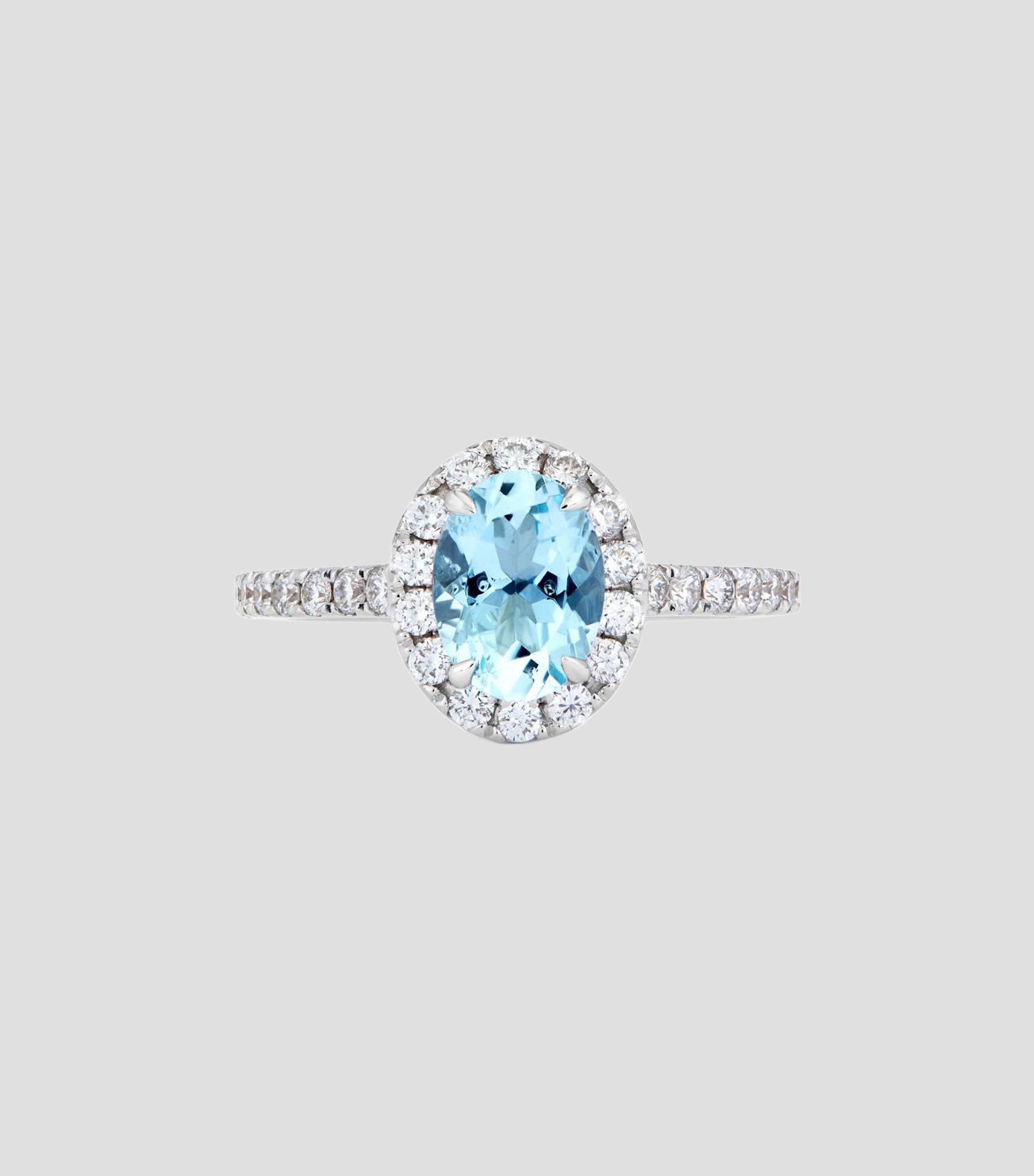 Anillo en oro blanco de 18 kilates con aguamarina 1.6 CTs Veris-Gerais Mujer