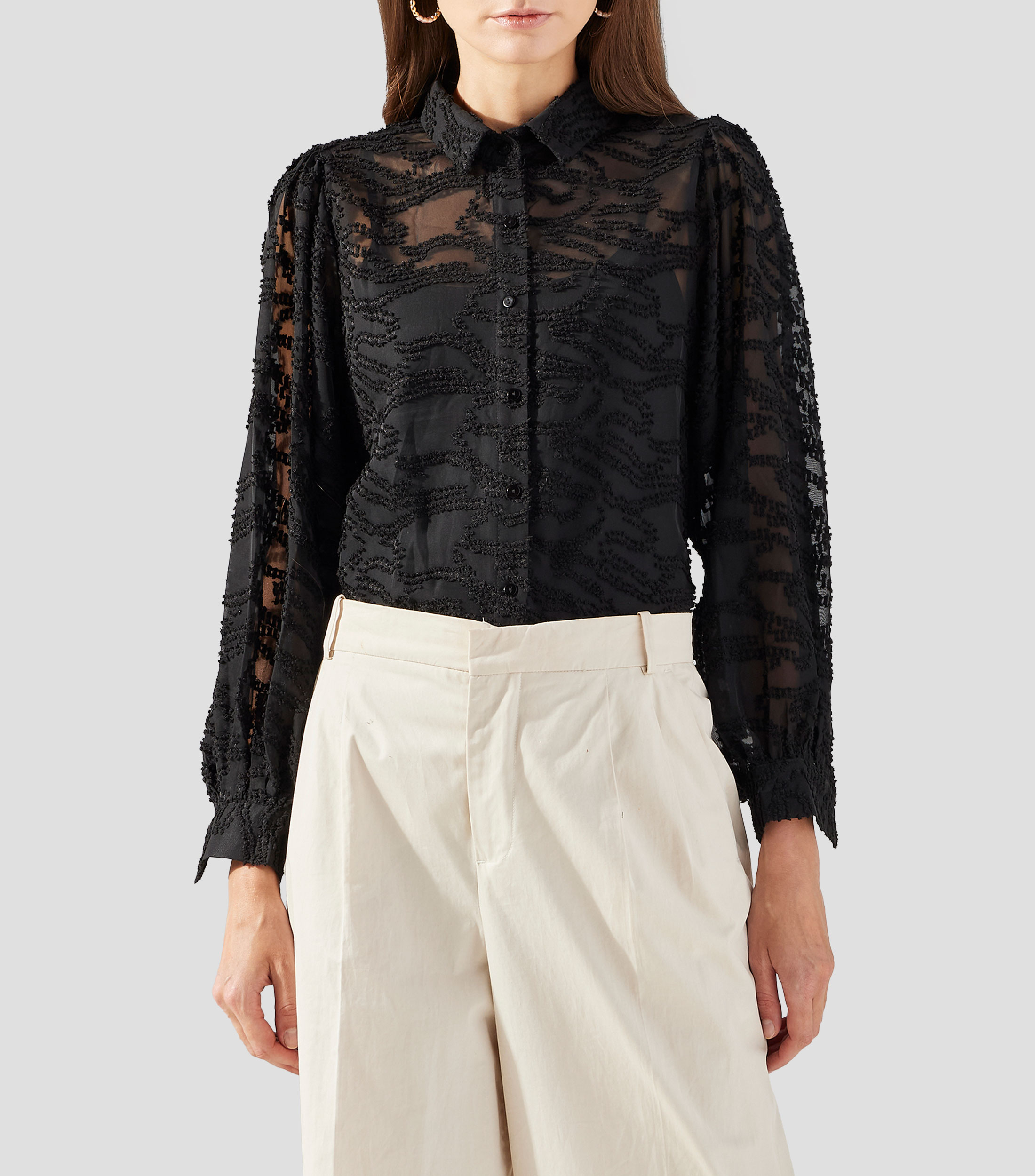 Camisa lisa manga larga Mujer