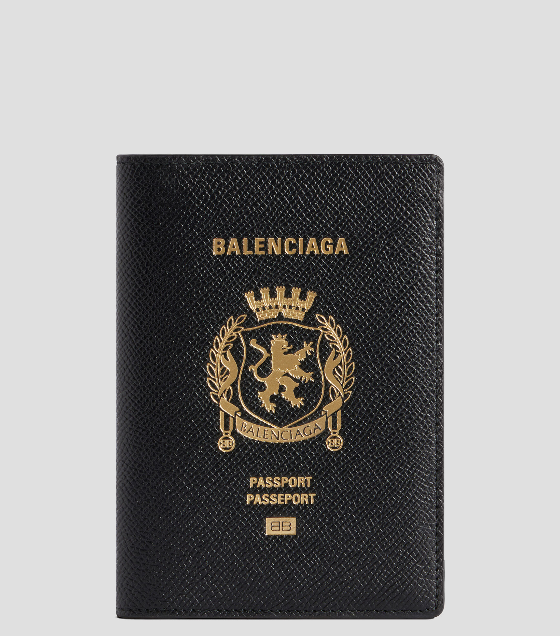 Portapasaporte negro en piel estampado Hombre
