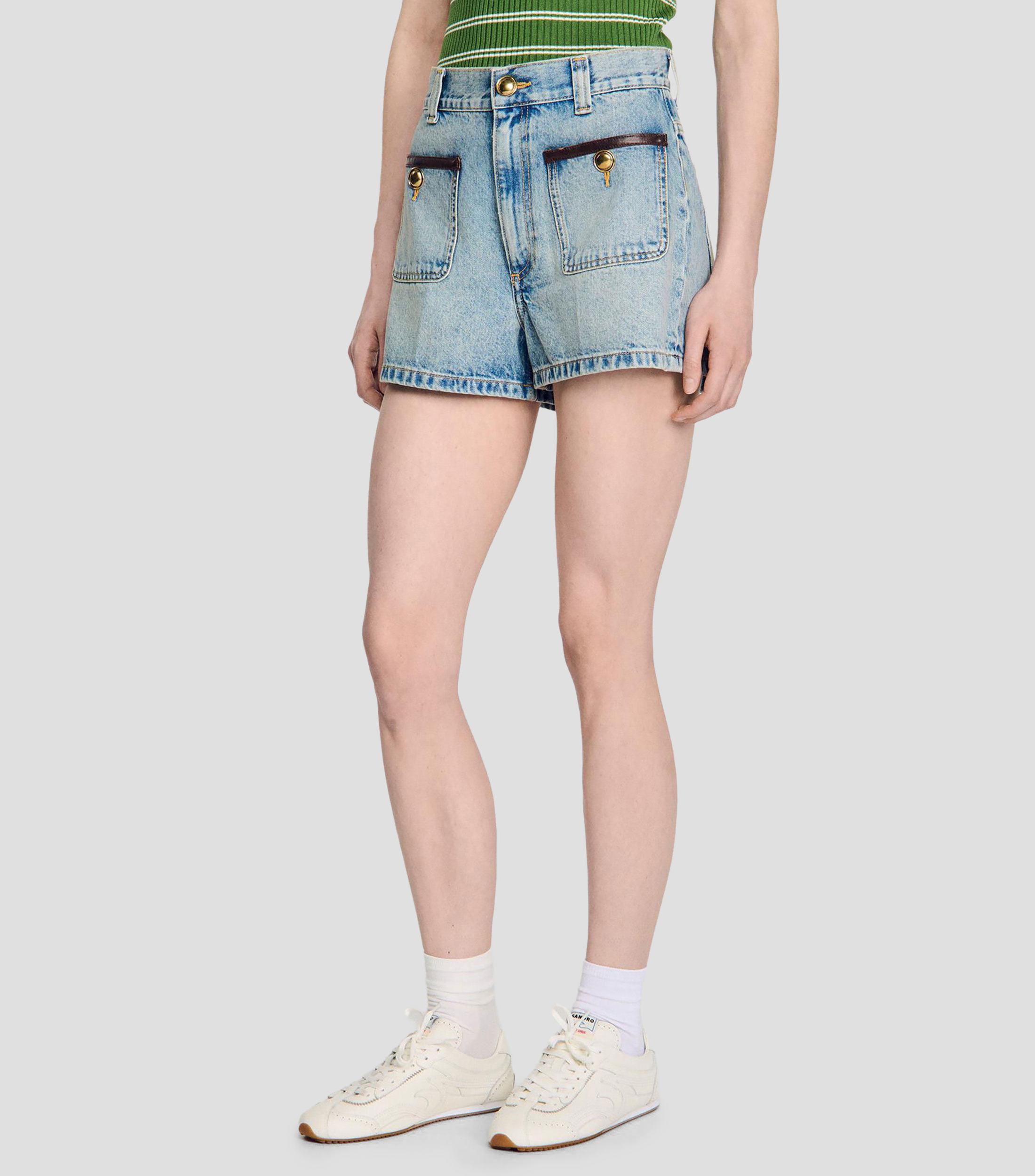 Short de mezclilla liso Mujer
