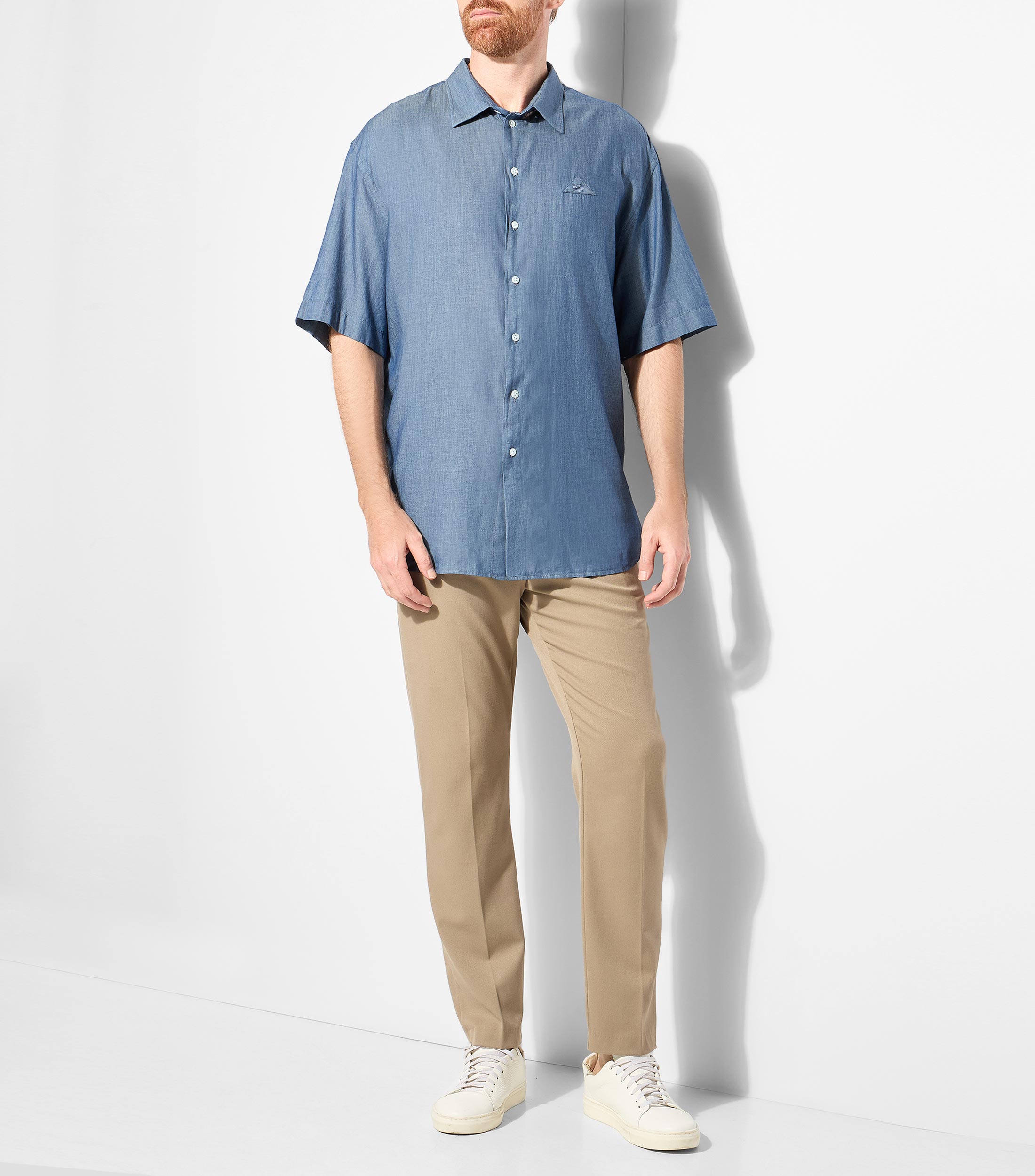 Camisa lisa manga corta Hombre