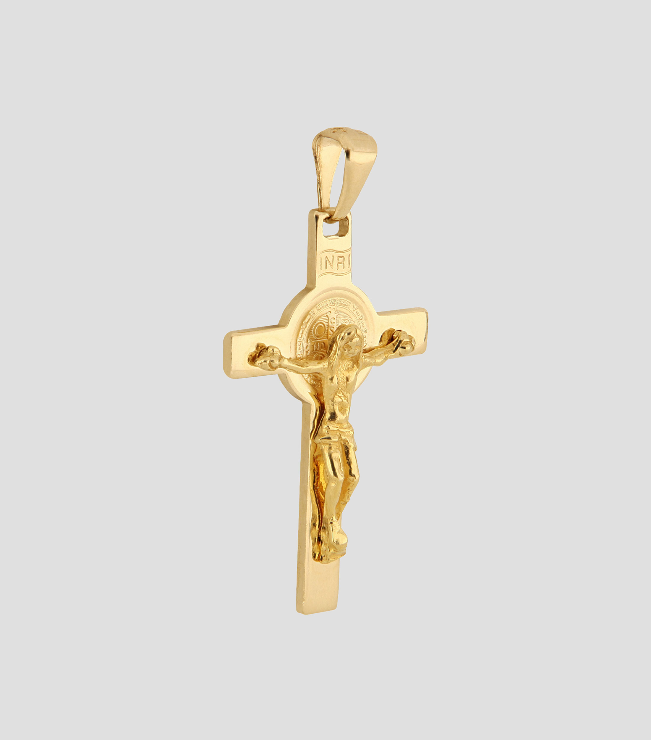 Dije de Cruz de San Benito en oro amarillo 14 kilates Unisex