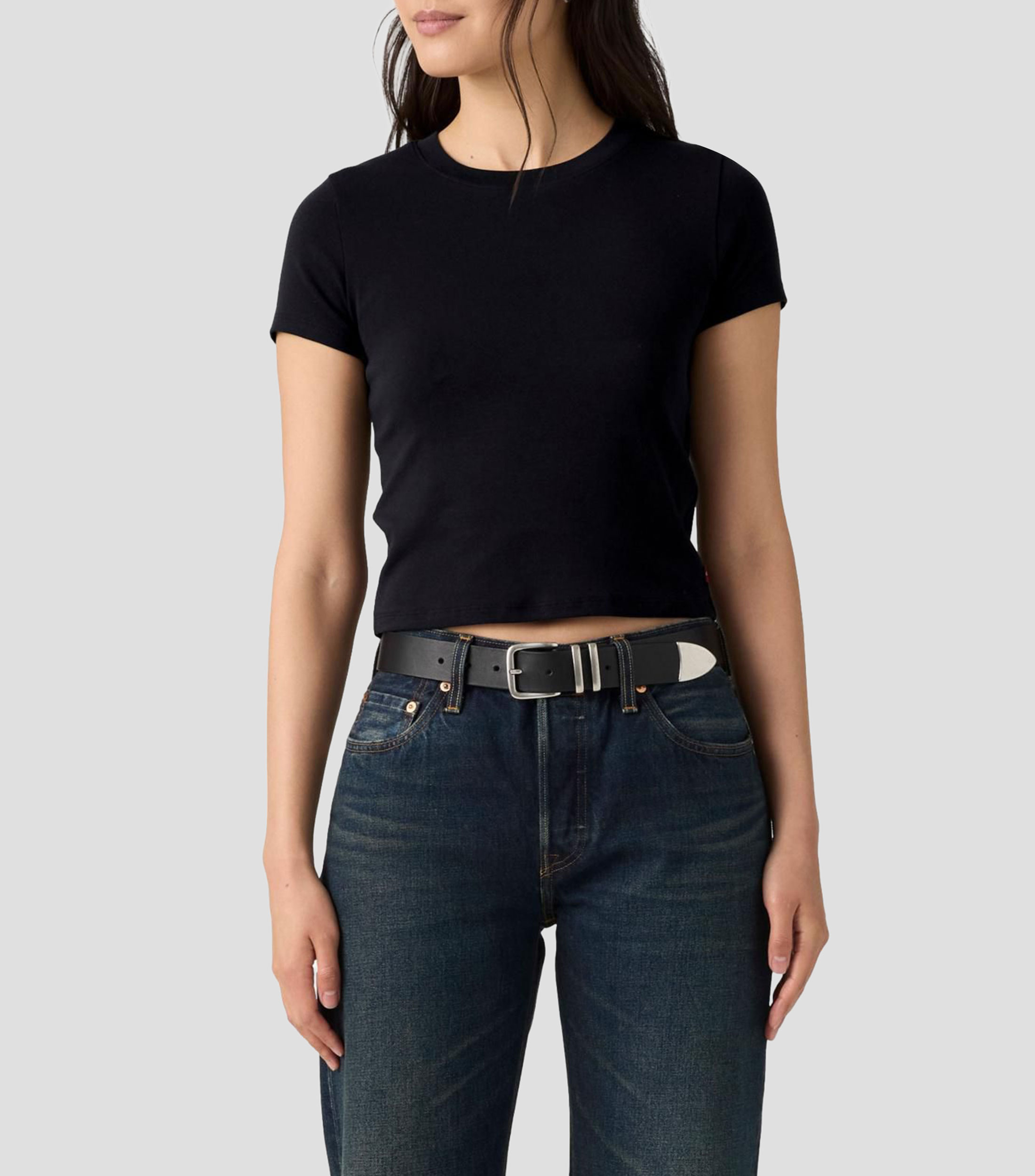 Playera cuello redondo manga corta sólido Mujer