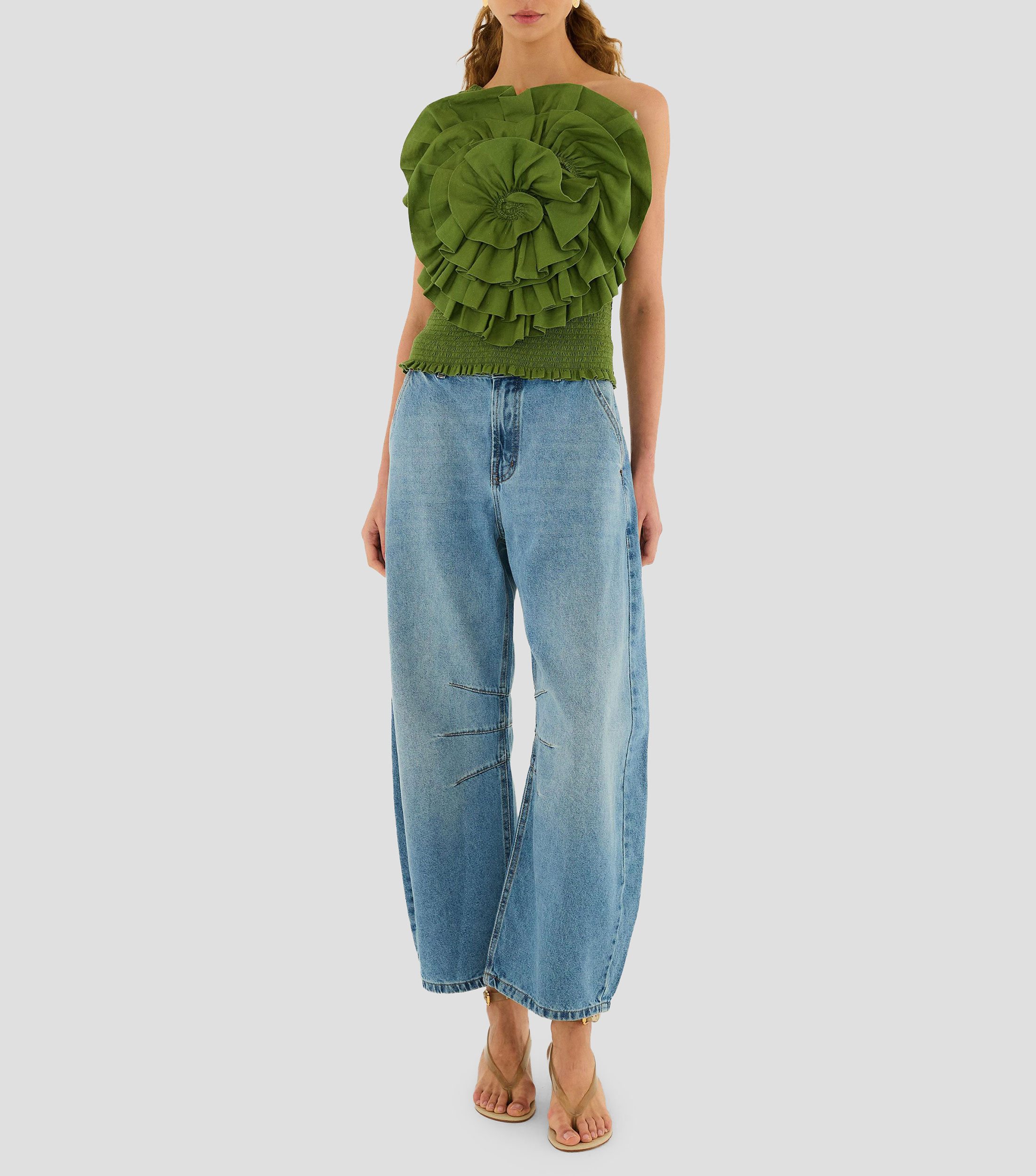 Blusa de diseño sólido sin mangas Green Mujer