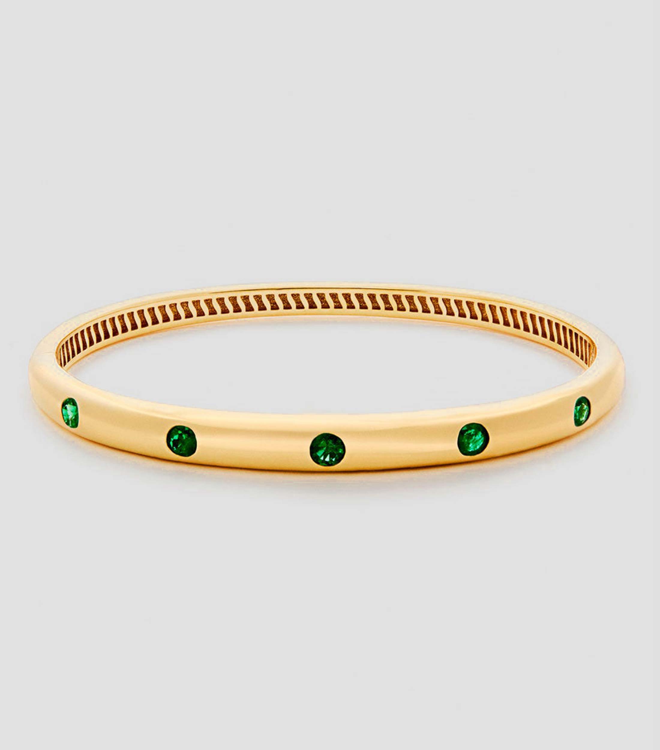 Pulsera en oro amarillo 18 Kilates con esmeraldas Mujer