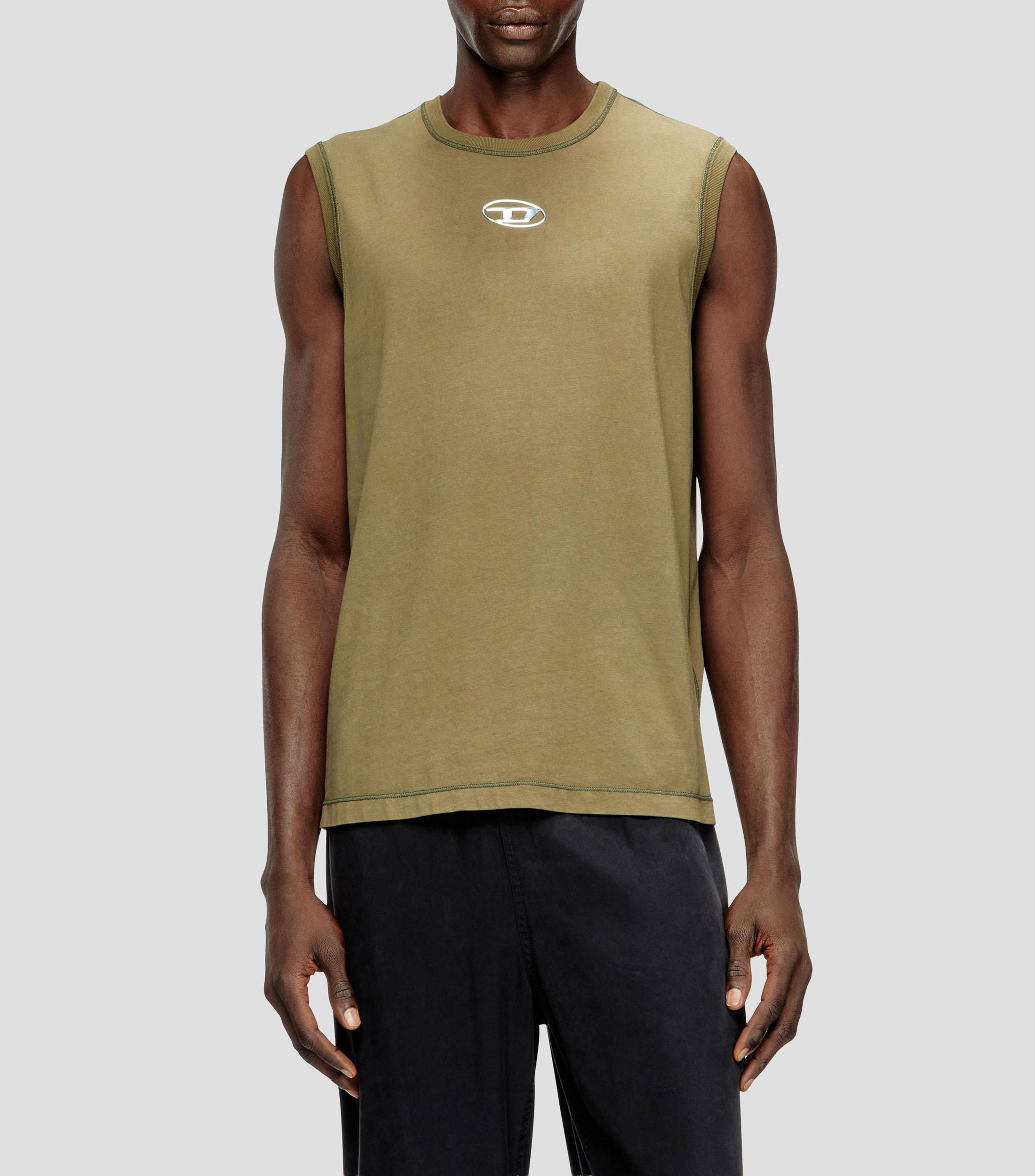 Playera cuello redondo sin mangas lisa Hombre