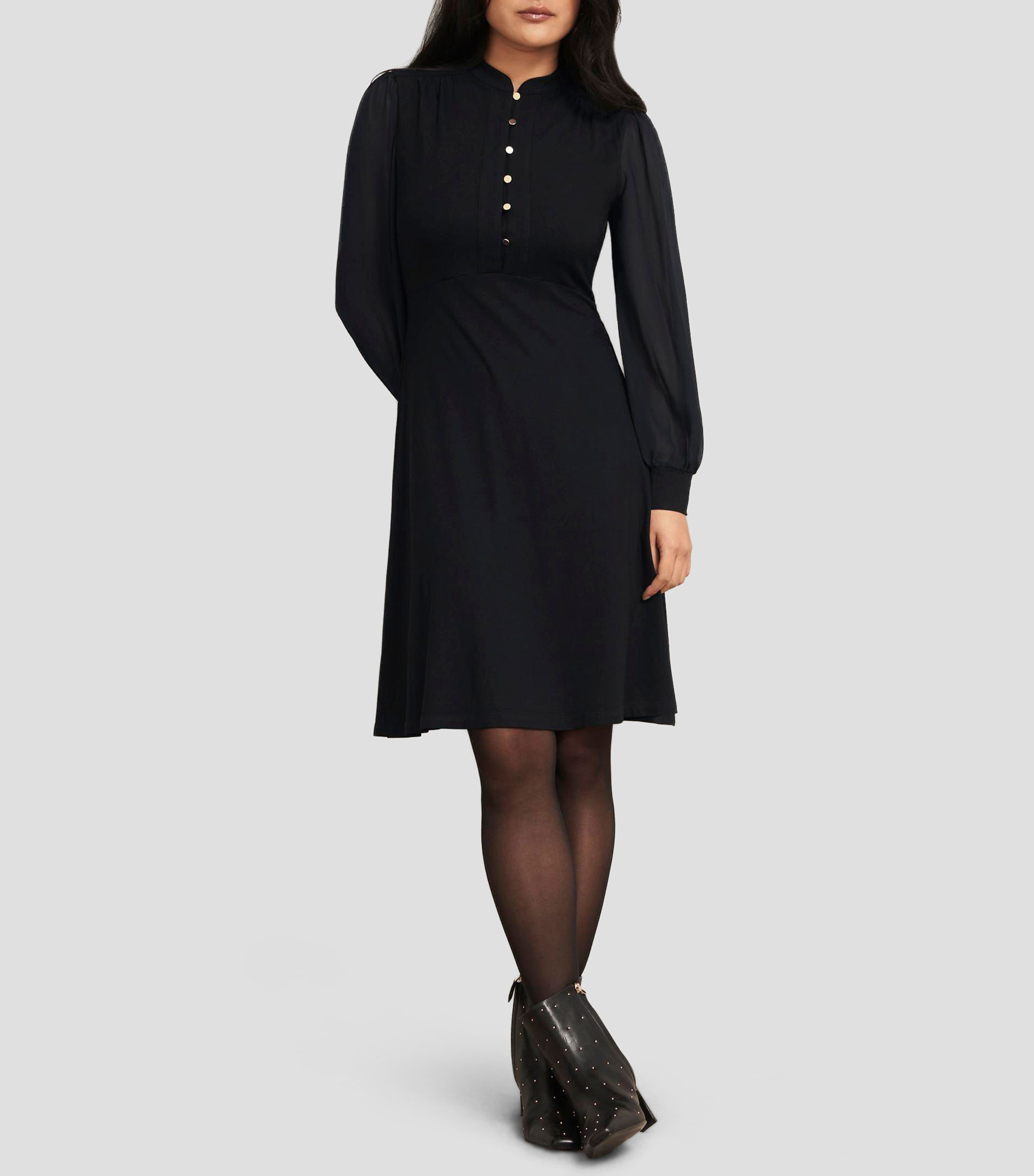 Vestido midi manga larga liso Liberty Mujer