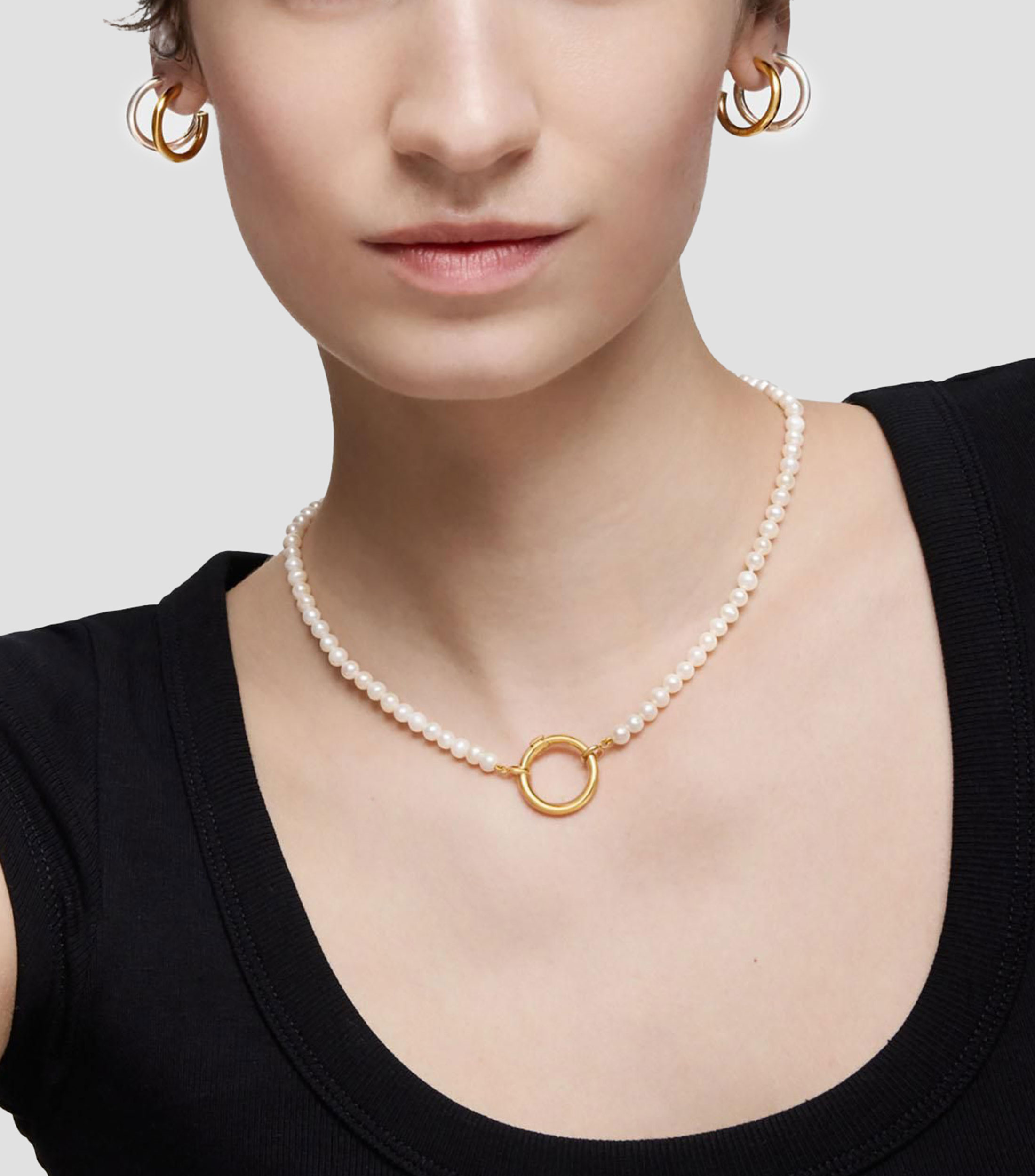 Collar Hold en plata con perlas Mujer
