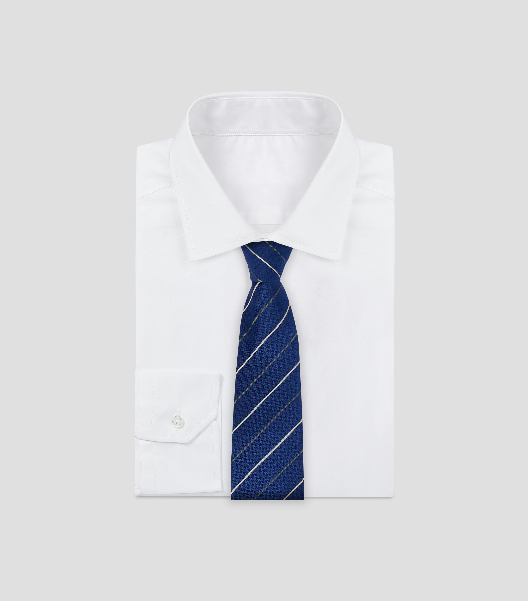 Corbata ancha en seda azul con rayas