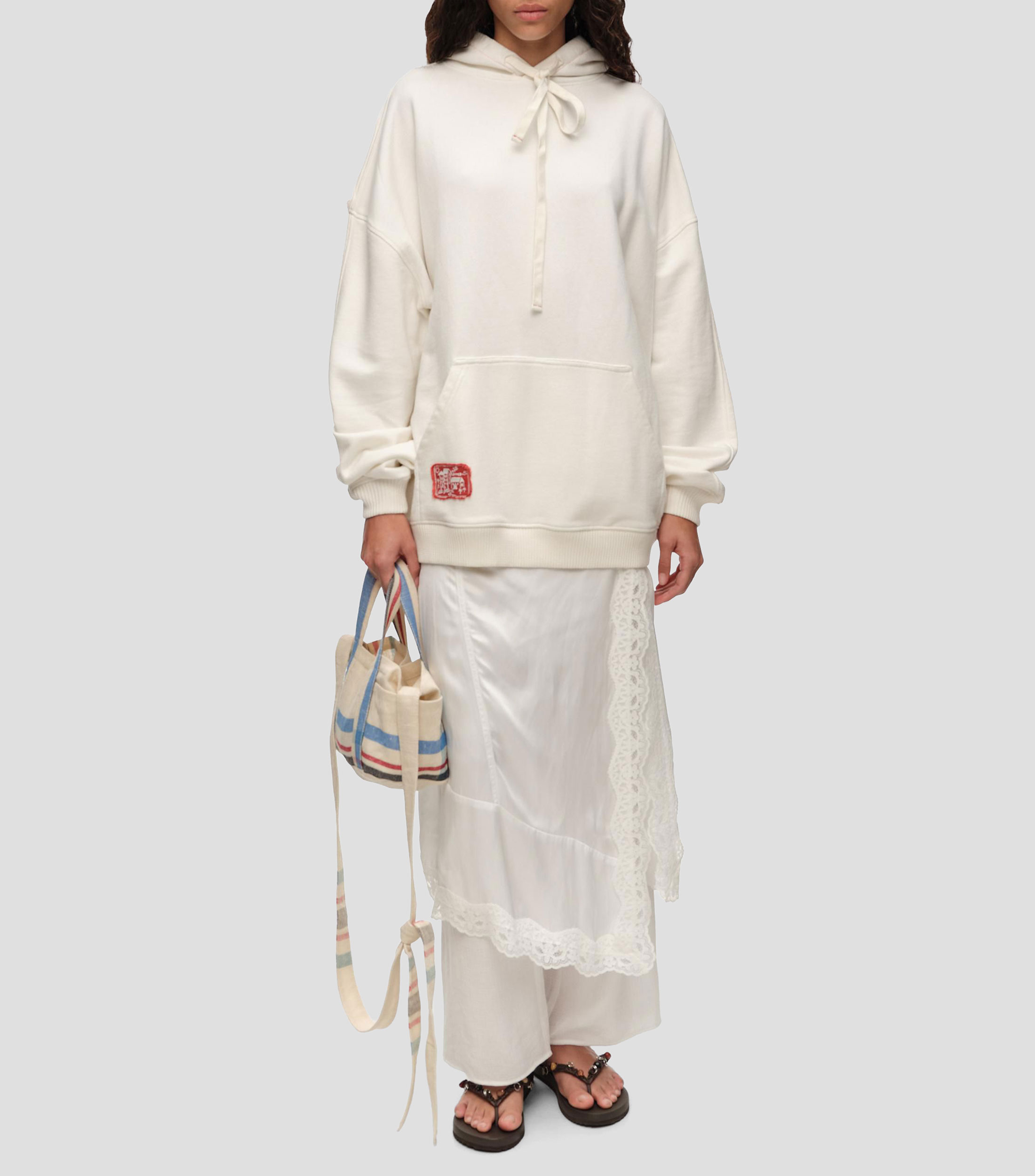 Sudadera capucha oversized bordado Mujer