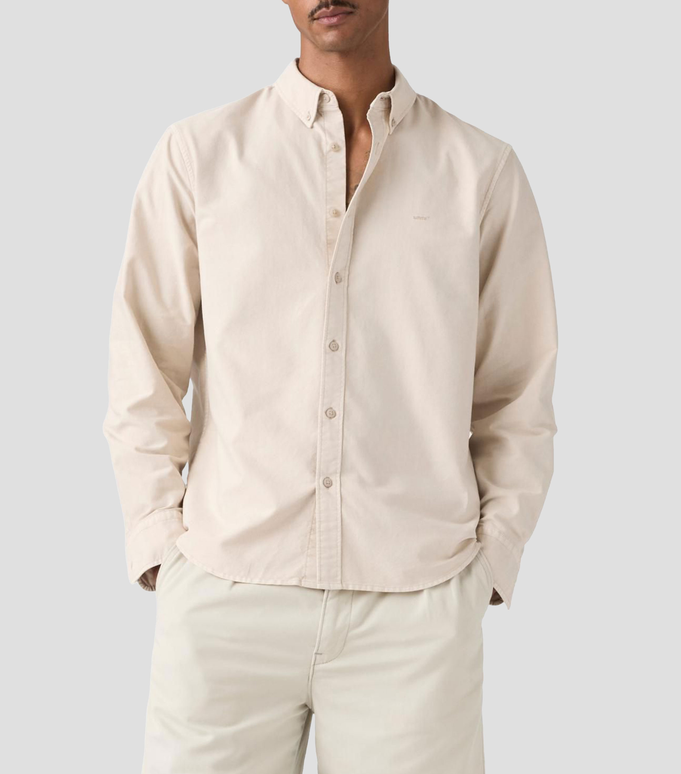 Camisa lisa manga larga Hombre
