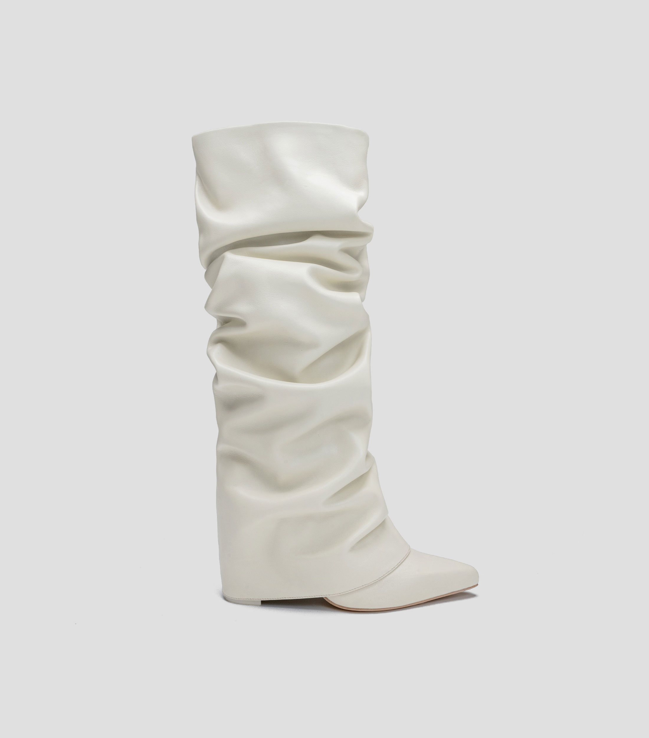 Botas casuales largas en piel con tacón medio de media luna Mujer
