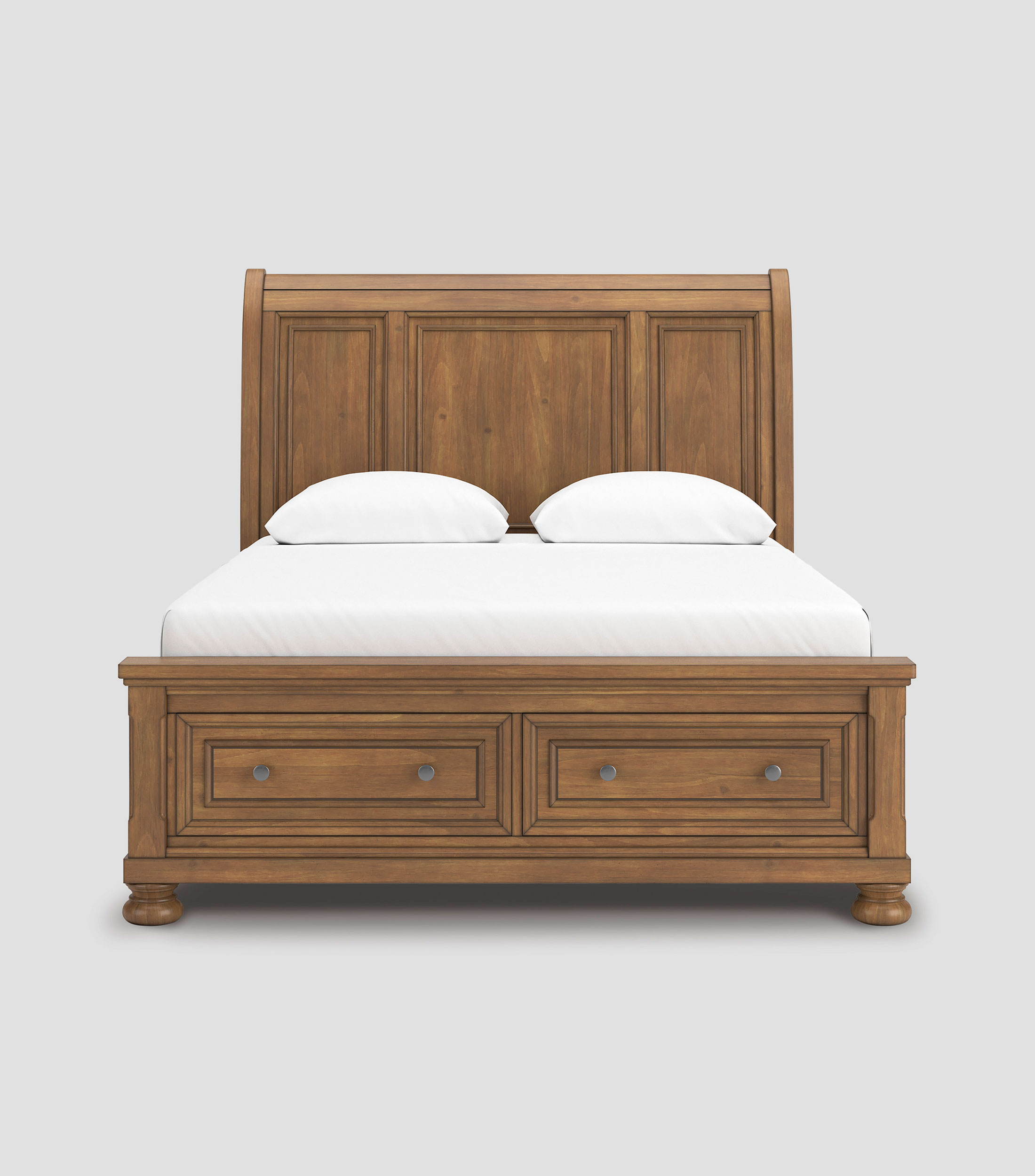 Cama queen size Trineo Valeriana en madera de álamo, chapa de pino y sustrato MDF