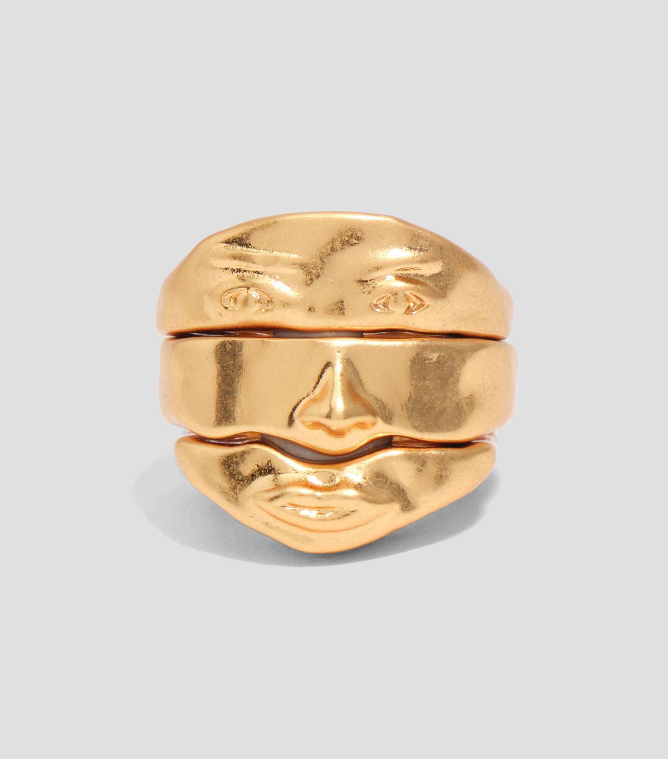 Set 3 anillos cara dorado mate Mujer