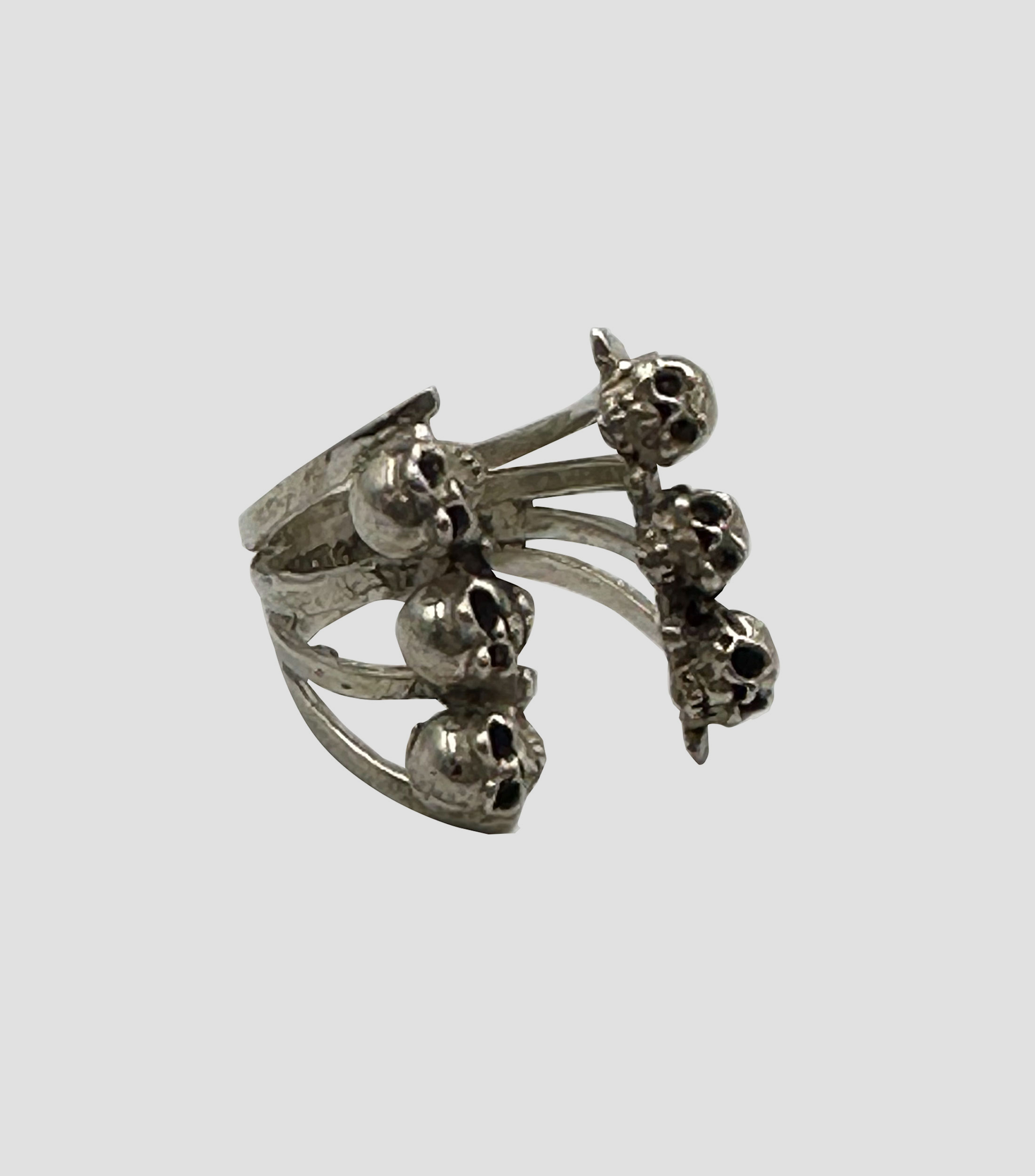 Anillo abierto en plata .925 con calaveras Hombre