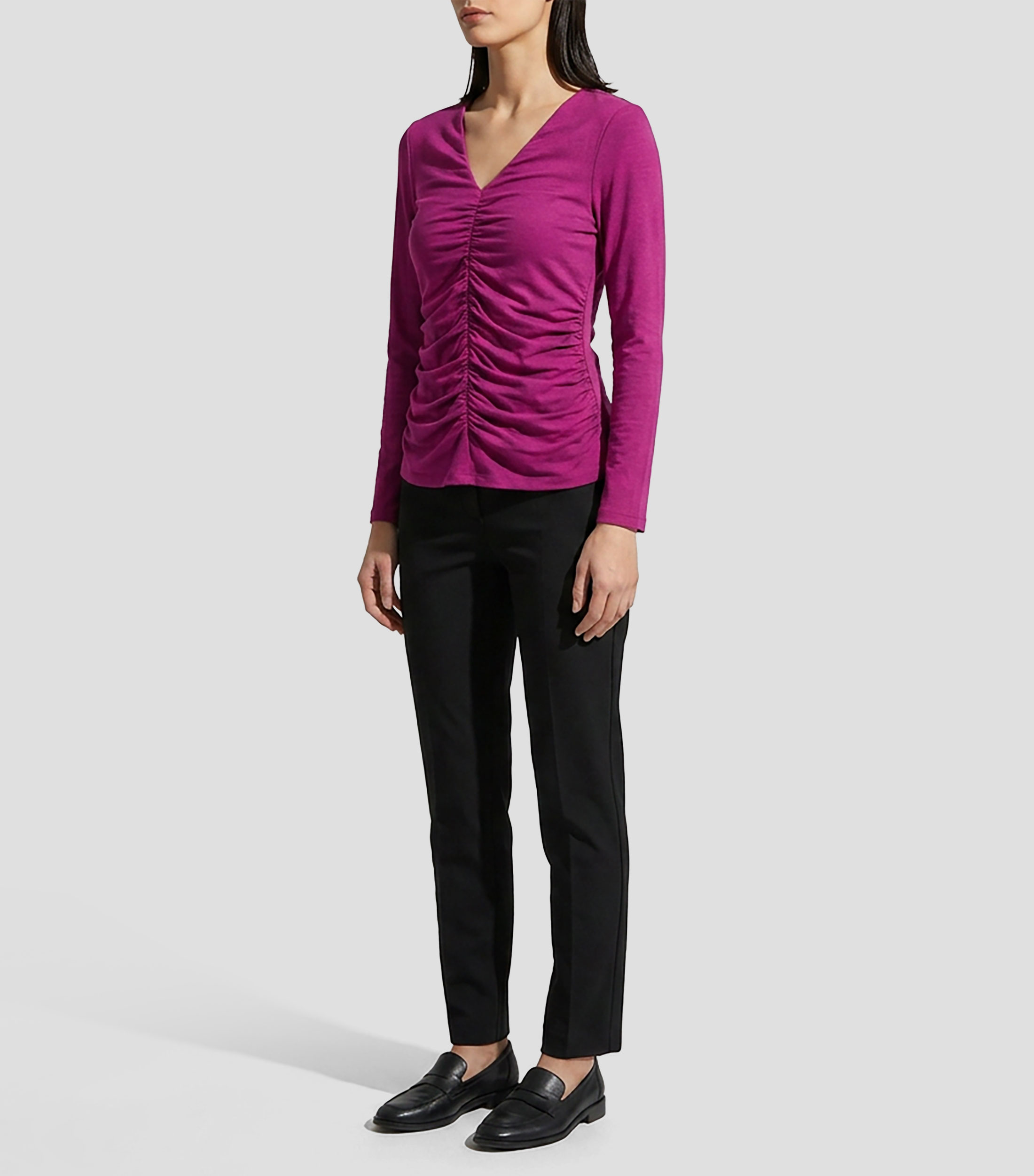 Blusa lisa manga larga Mujer