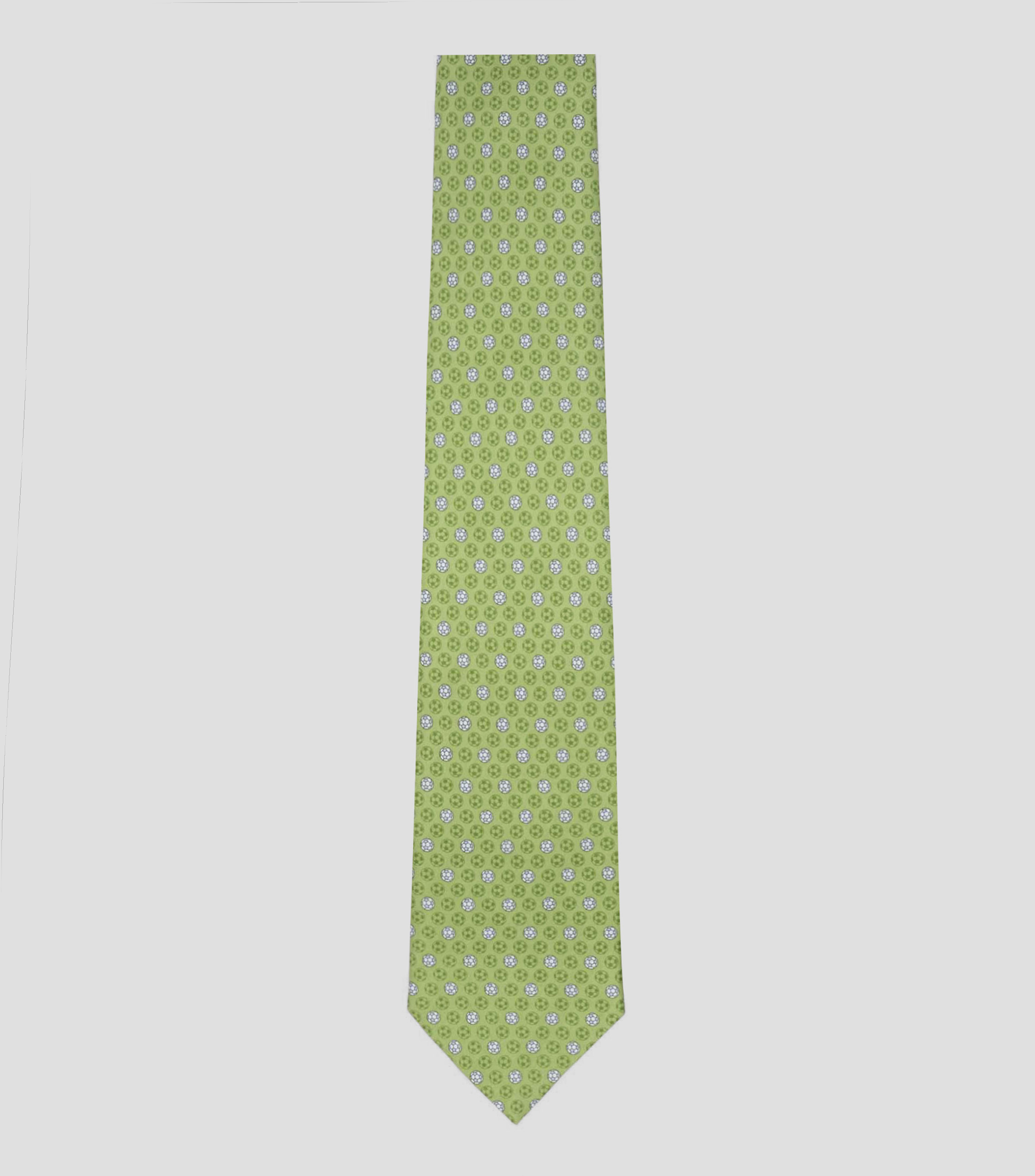 Corbata ancha en seda olivo estampada