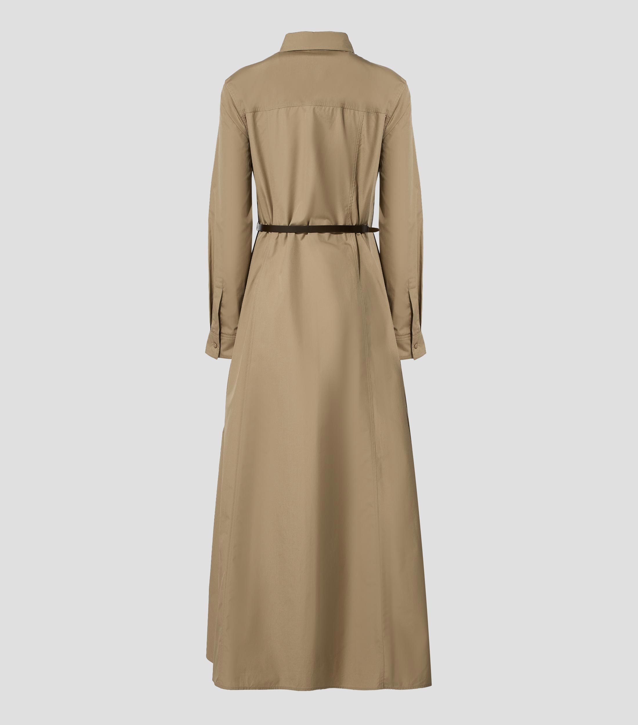 Vestido camisero maxi con manga larga liso Mujer