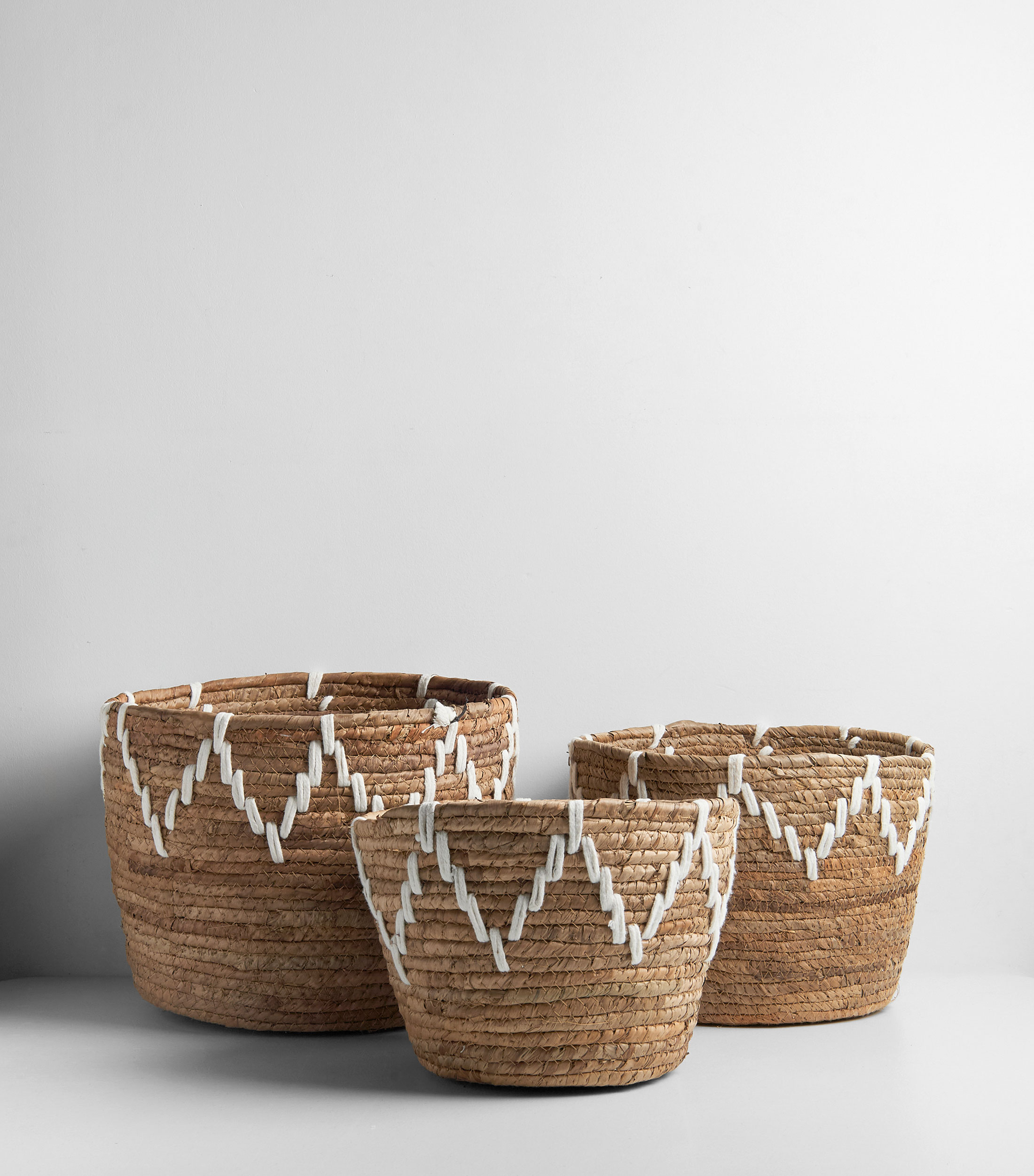 Set 3 canastas decorativas Terna en hoja de plátano