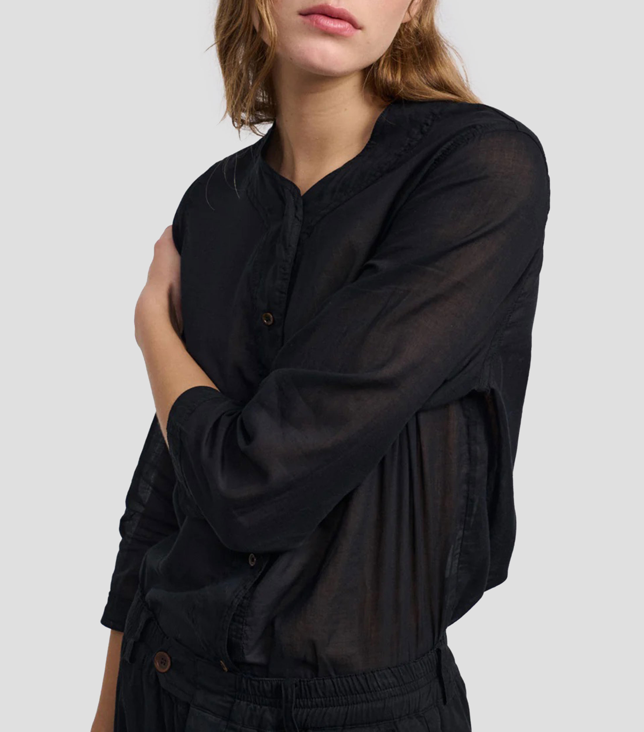 Blusa lisa manga larga Mujer