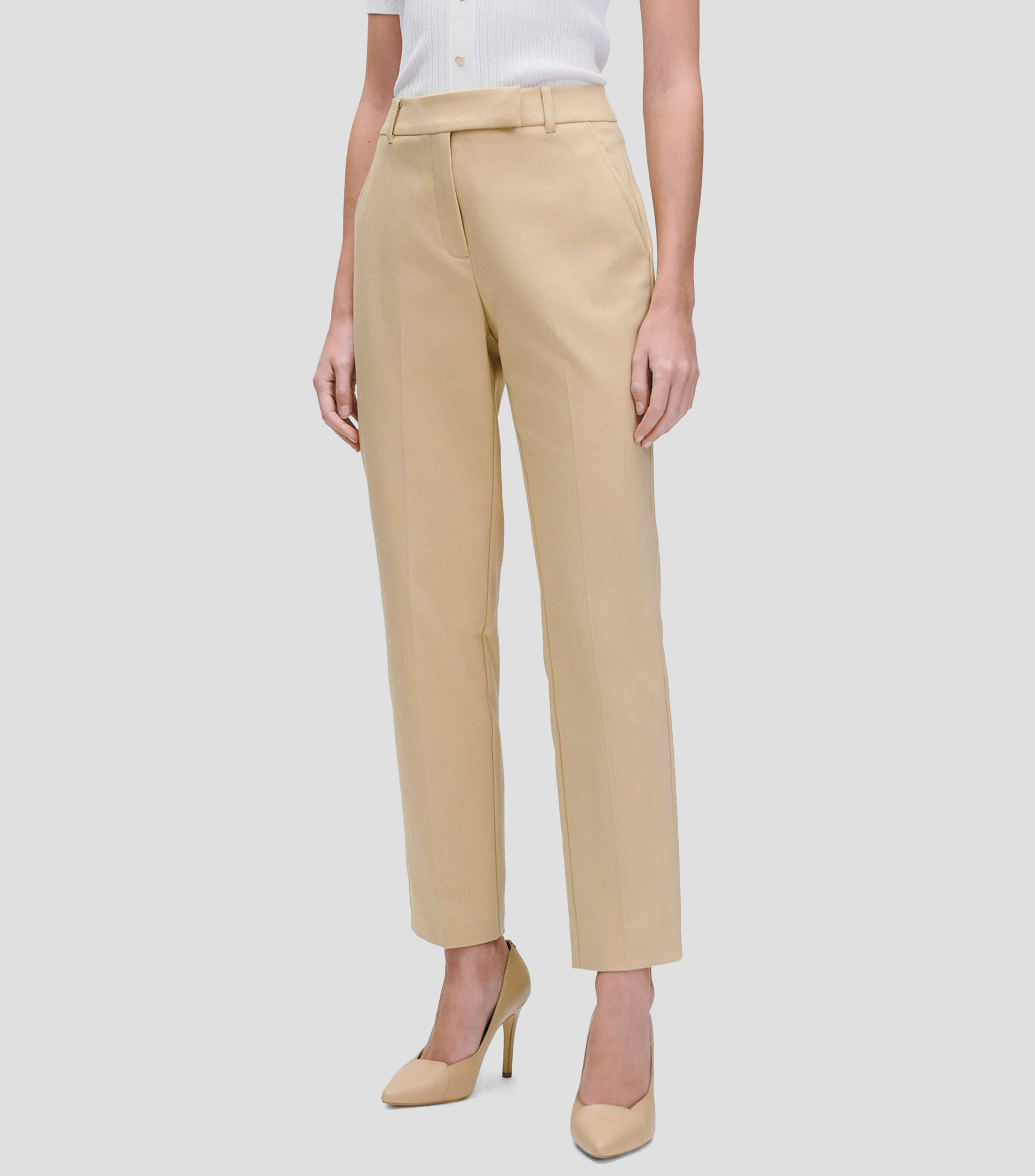 Pantalón pretina con pase trabas y bolsas diagonales largo Mujer