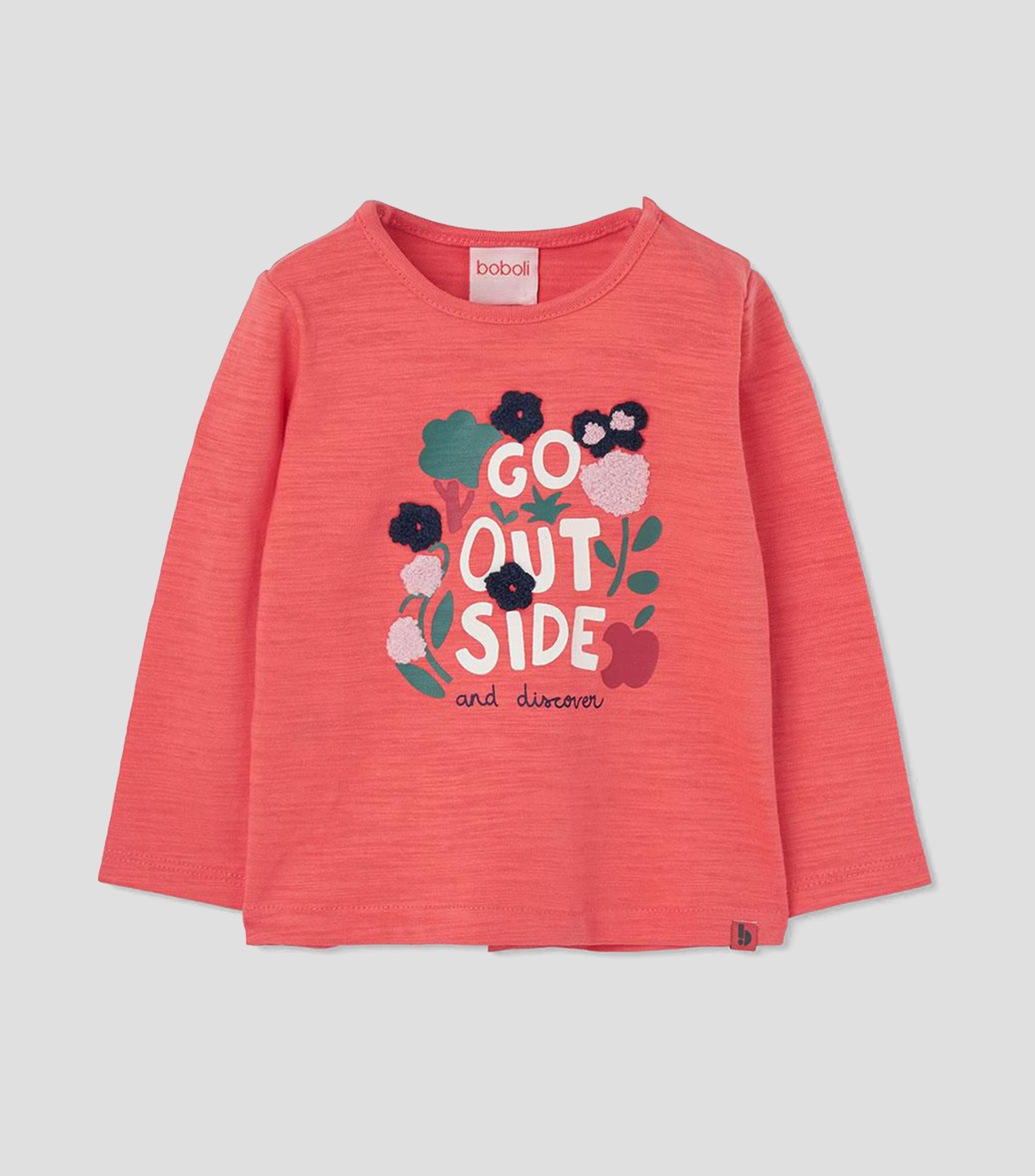 Playera de cuello redondo con manga larga estampada Bebé