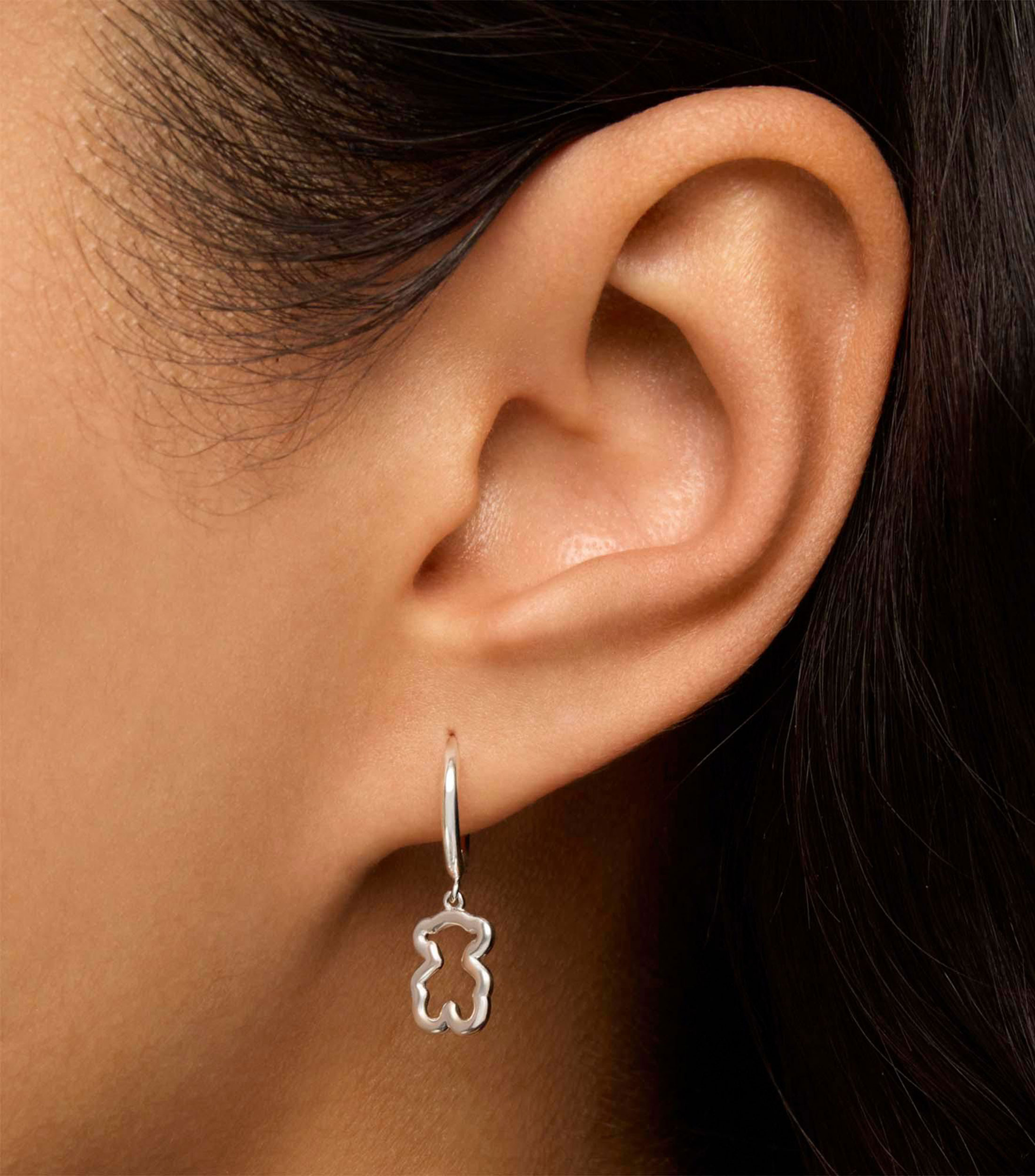 Aretes en plata .925 en forma de oso New Silueta Mujer