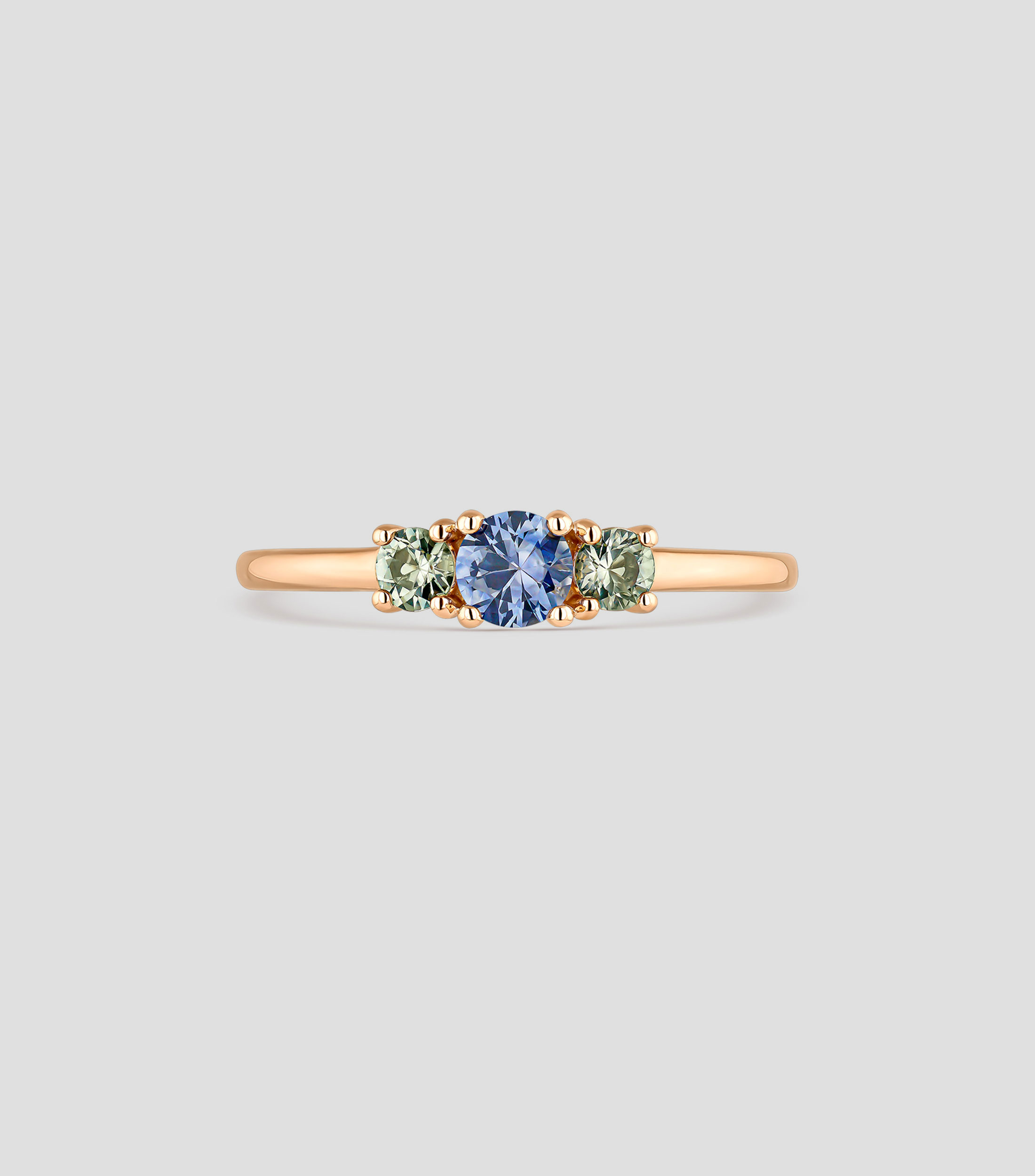 Anillo en oro rosa de 18 Kts con zafiros Mujer